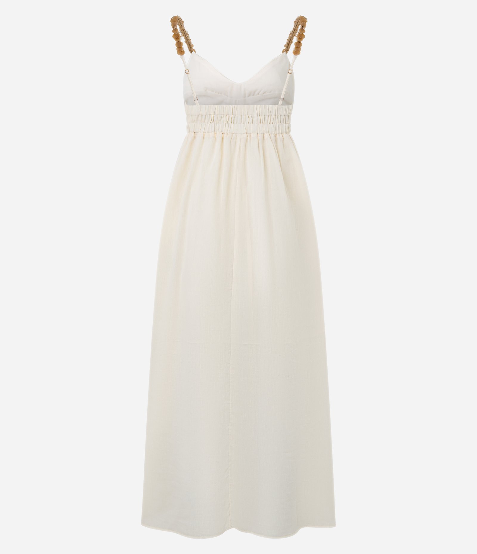Vestido Midi em Algodão com Alças de Madre Pérola Bege 3