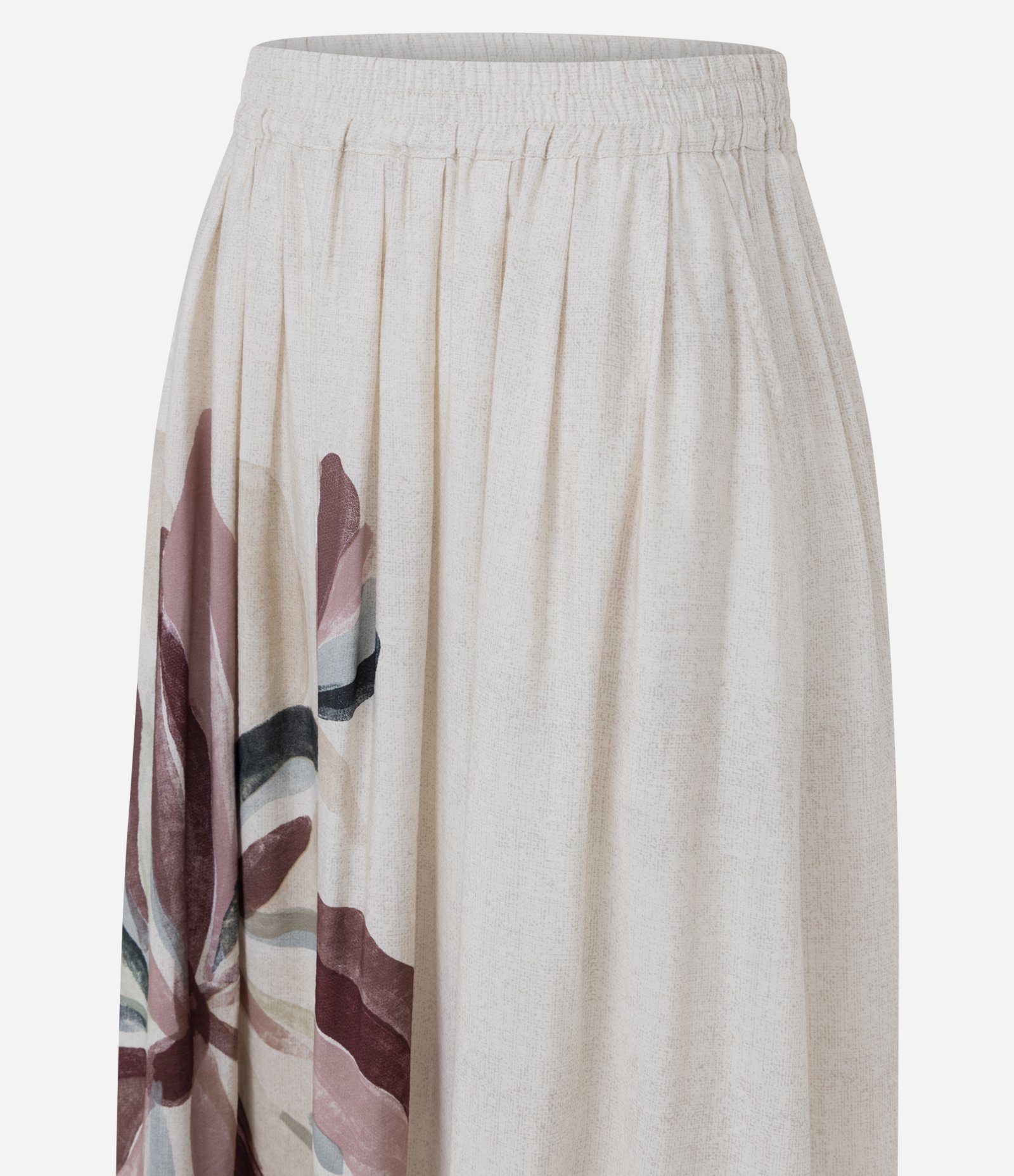 Saia Midi Evasê em Viscose com Estampa Floral Bege 7