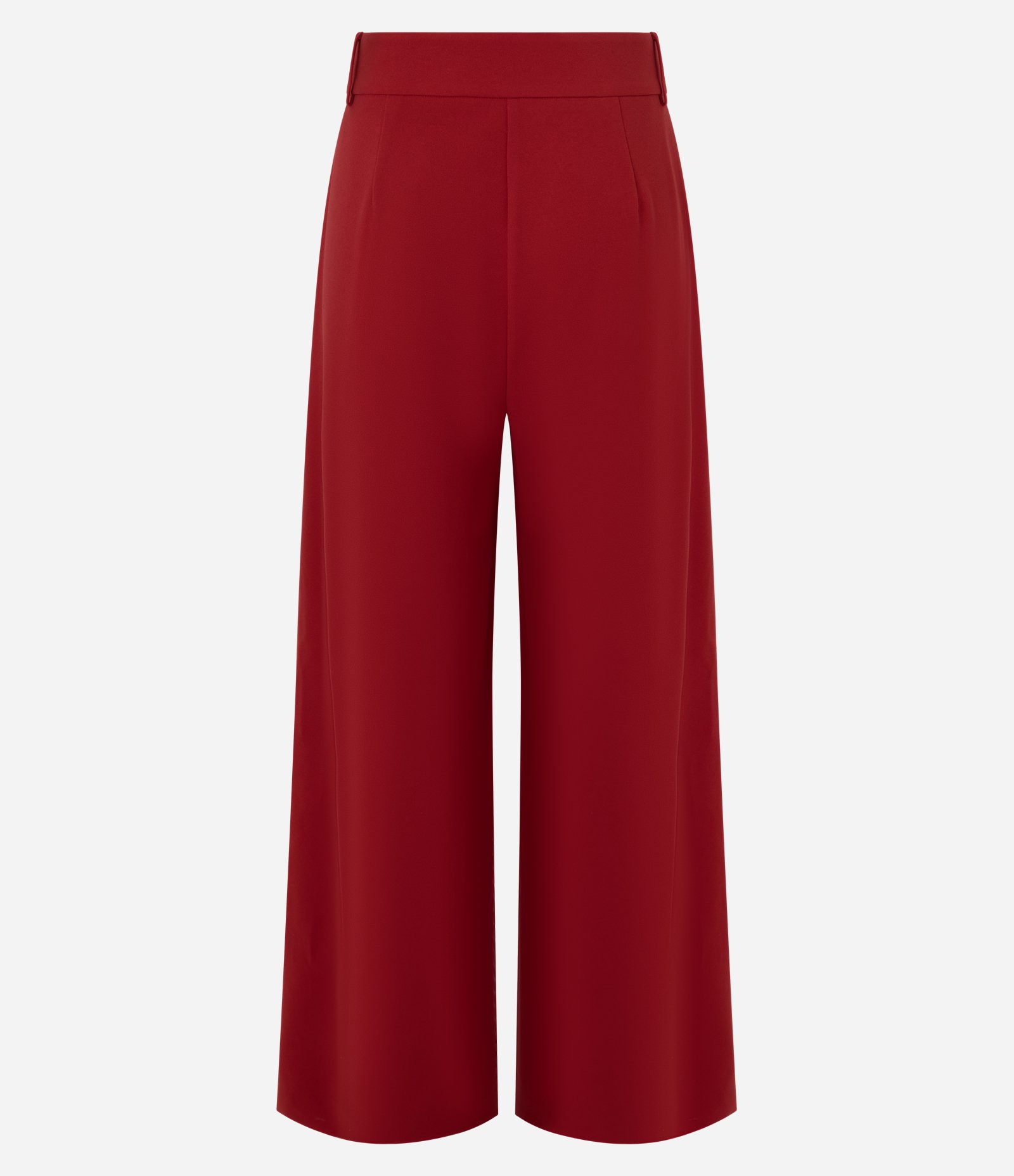 Calça Wide Leg em Crepe com Cinto e Fivela Vermelho 5