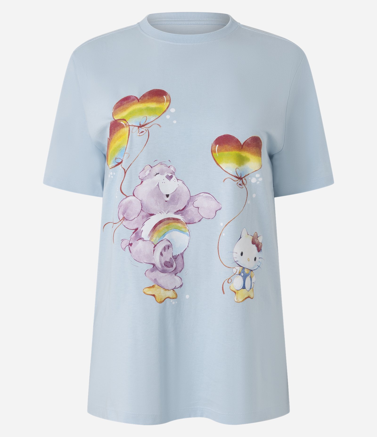 Camiseta Ursinhos Carinhosos Oversized Estampa Dupla Azul 1