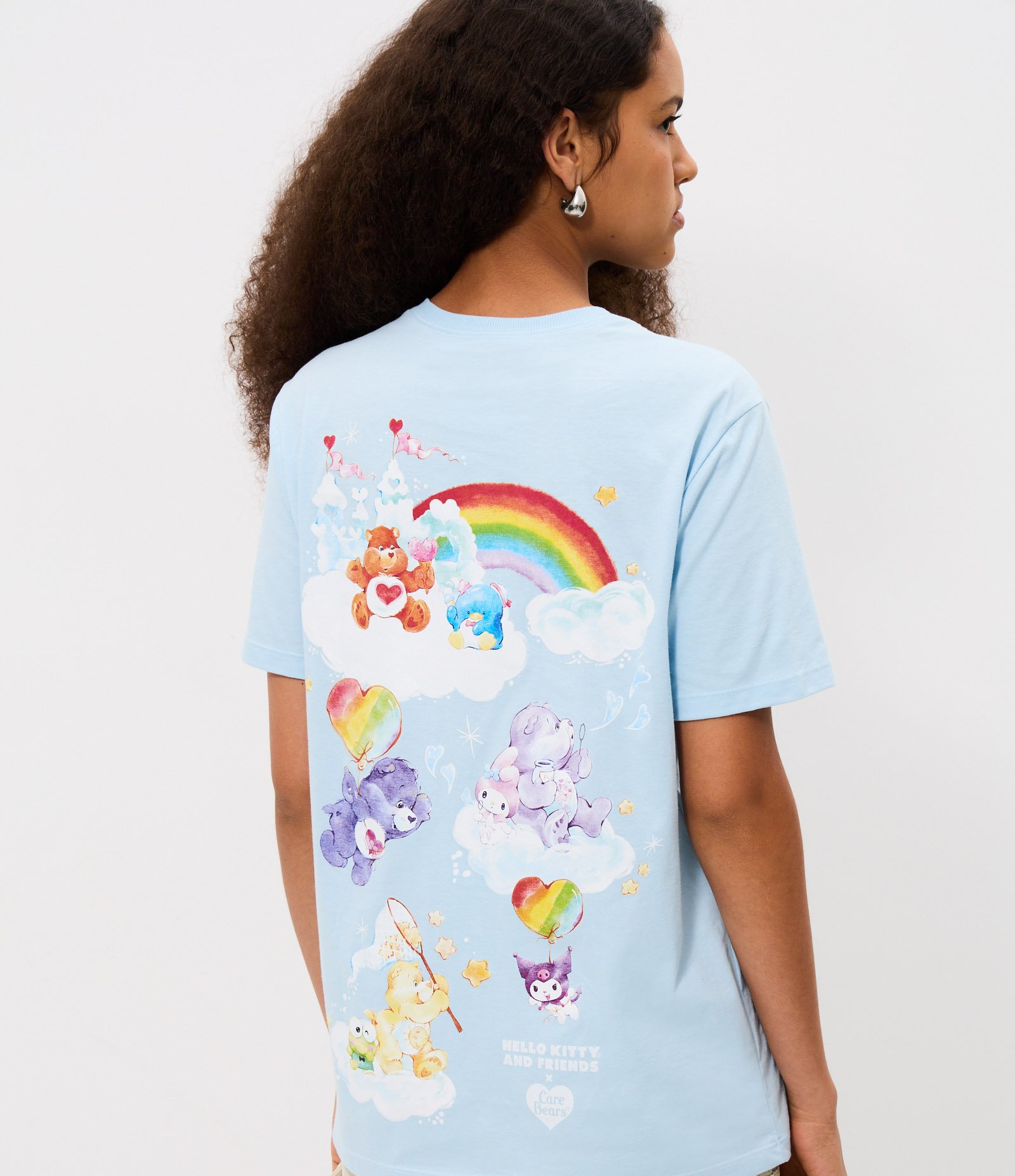 Camiseta Oversized em Algodão com Ursinhos Carinhosos Estampado Azul 4