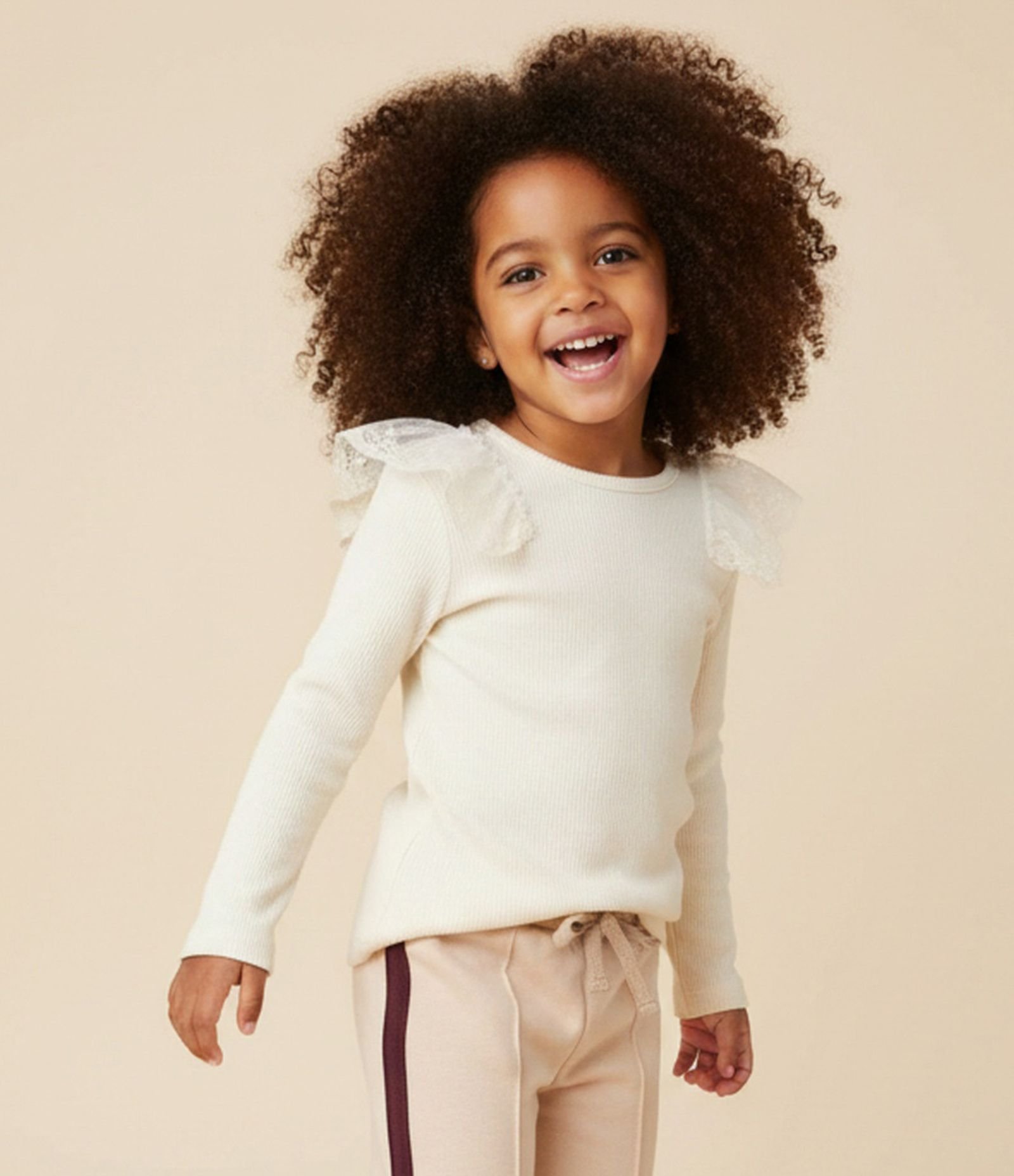 Blusa Slim Infantil com Paetê nos Ombros – Tam 1 a 6 Anos Off White 1