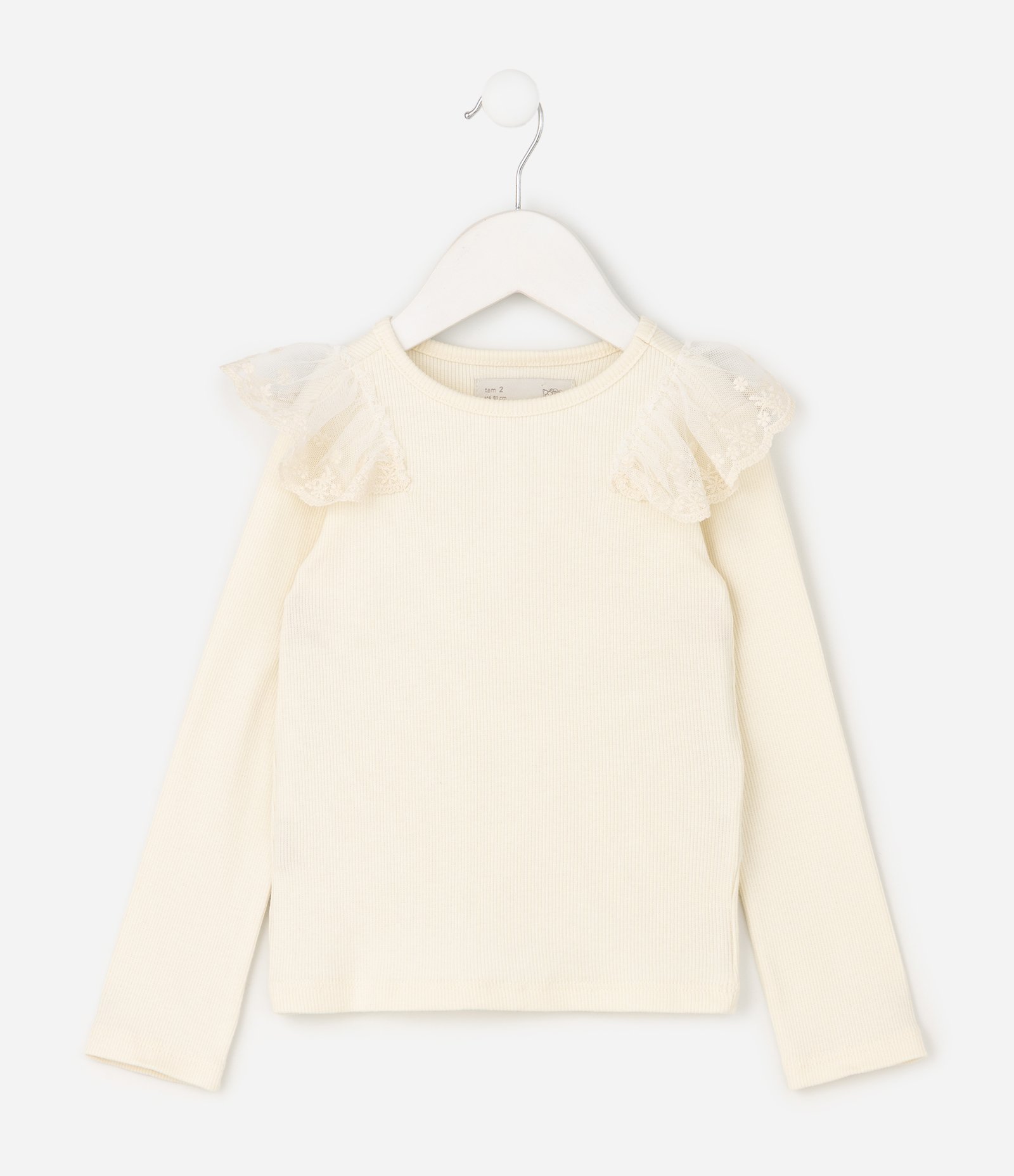 Blusa Slim Infantil com Paetê nos Ombros – Tam 1 a 6 Anos Off White 2