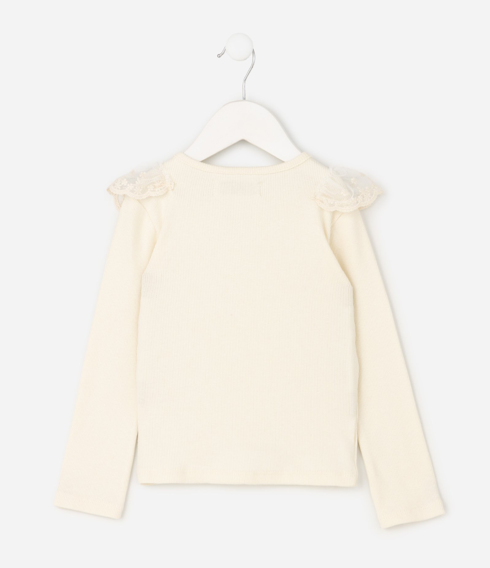 Blusa Slim Infantil com Paetê nos Ombros – Tam 1 a 6 Anos Off White 3