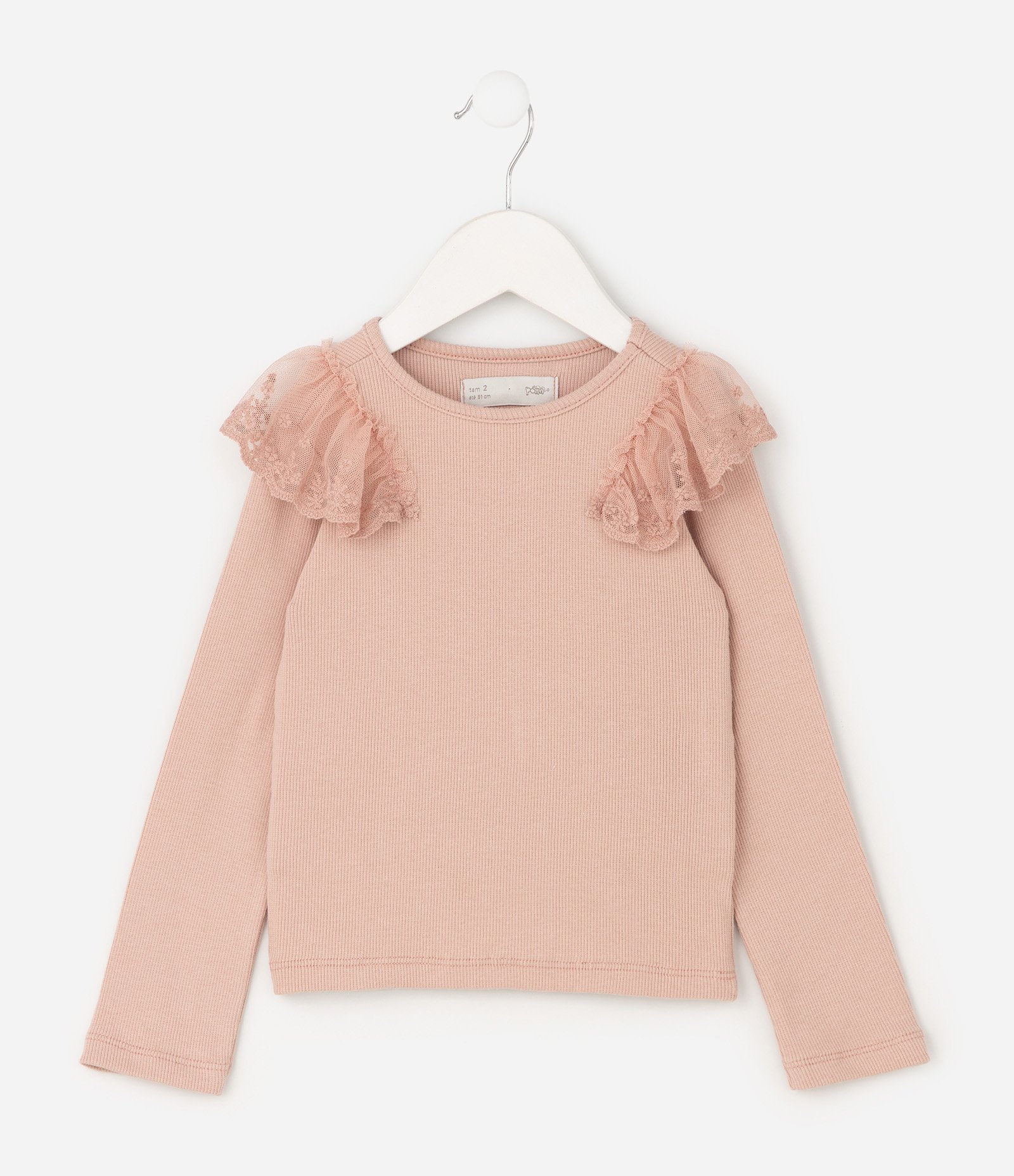 Blusa Slim Infantil com Paetê nos Ombros – Tam 1 a 6 Anos Rosa Antigo 2
