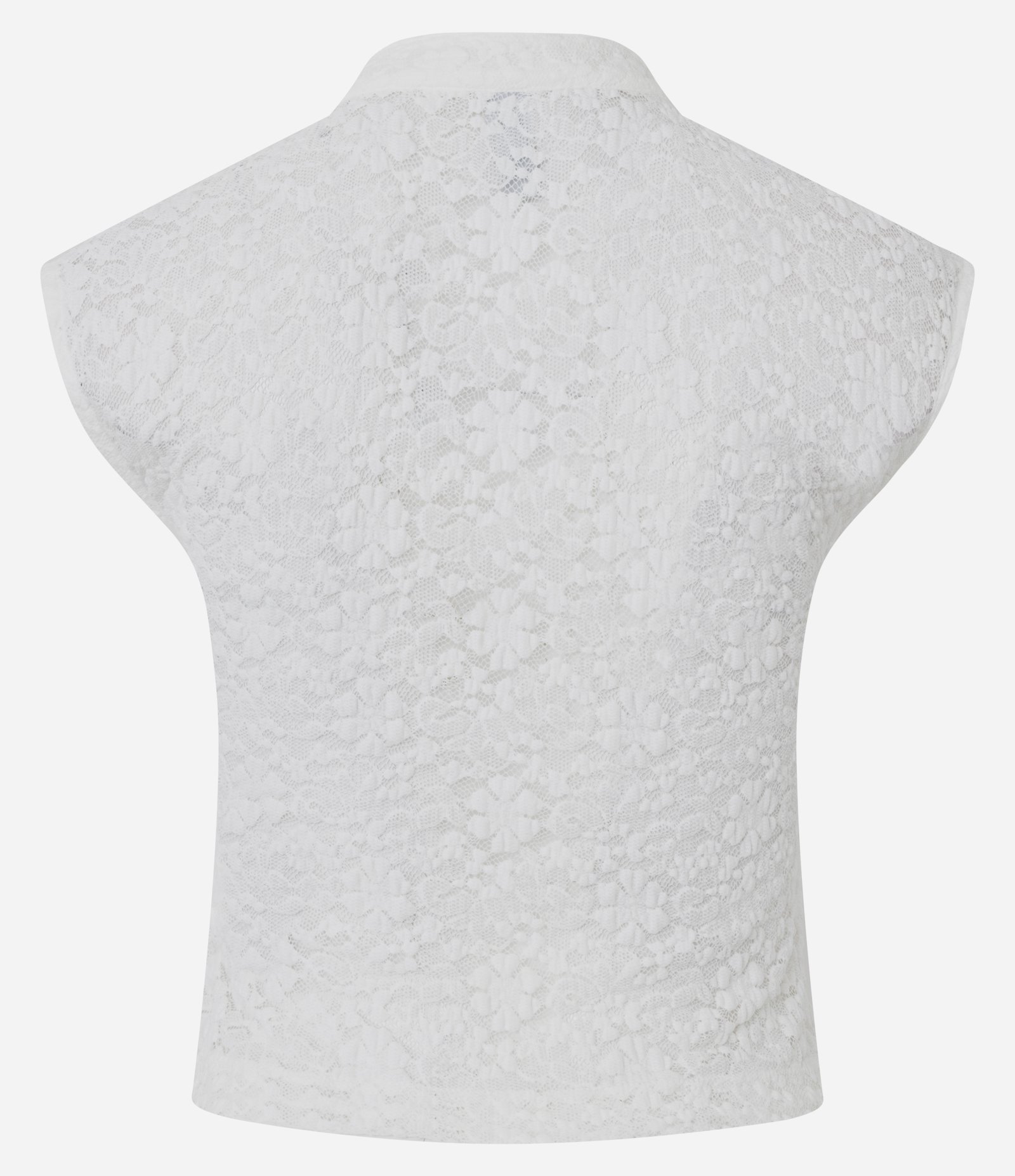 Blusa em Renda com Gola Oriental e Fechamento Transpassado Branco 8