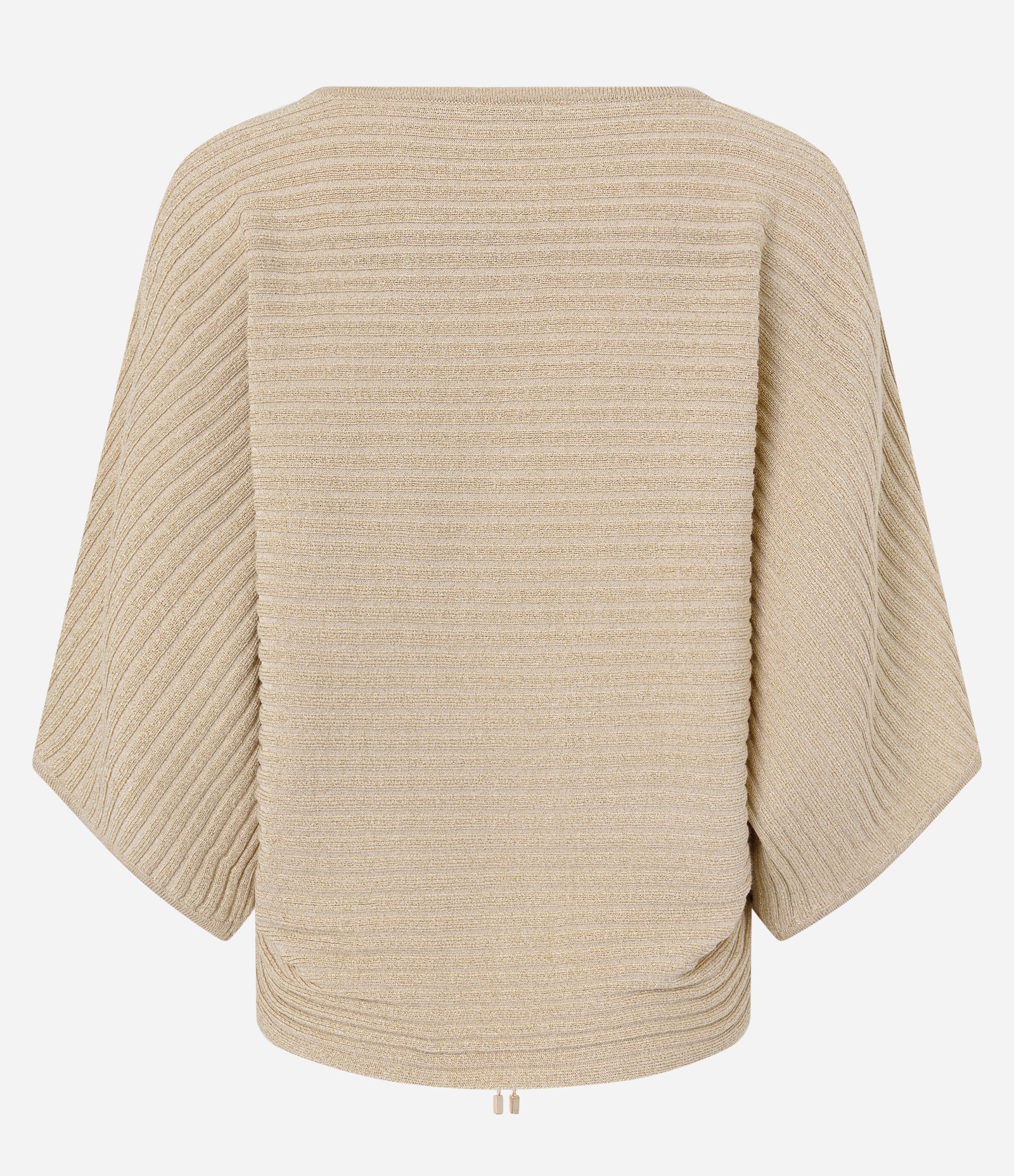 Blusa em Tricô com Decote V e Ajuste Frontal Bege 2