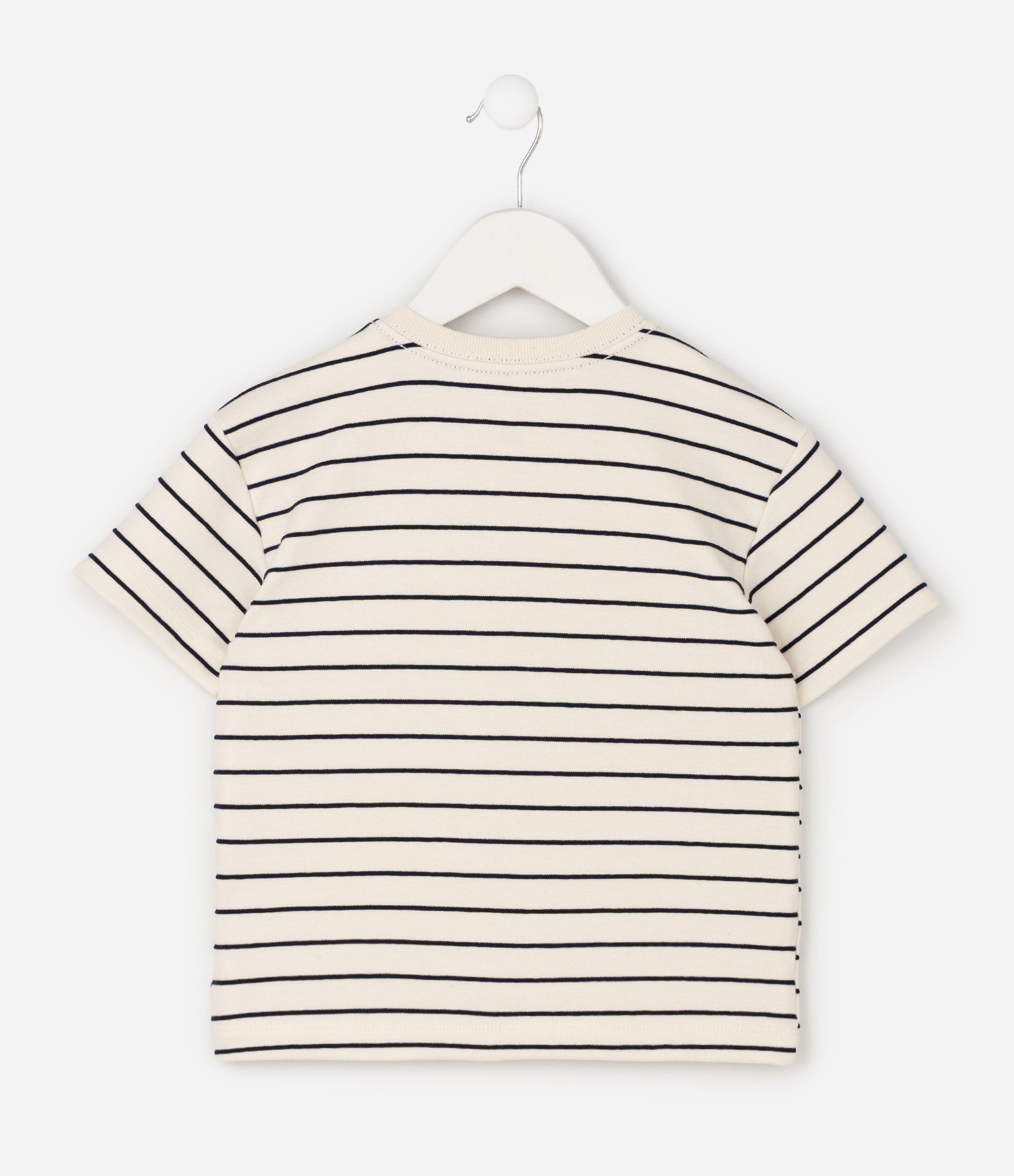 Camiseta Infantil Listrada em Algodão Texturizada – Tam 1 a 6 Anos Off White/Preto 3