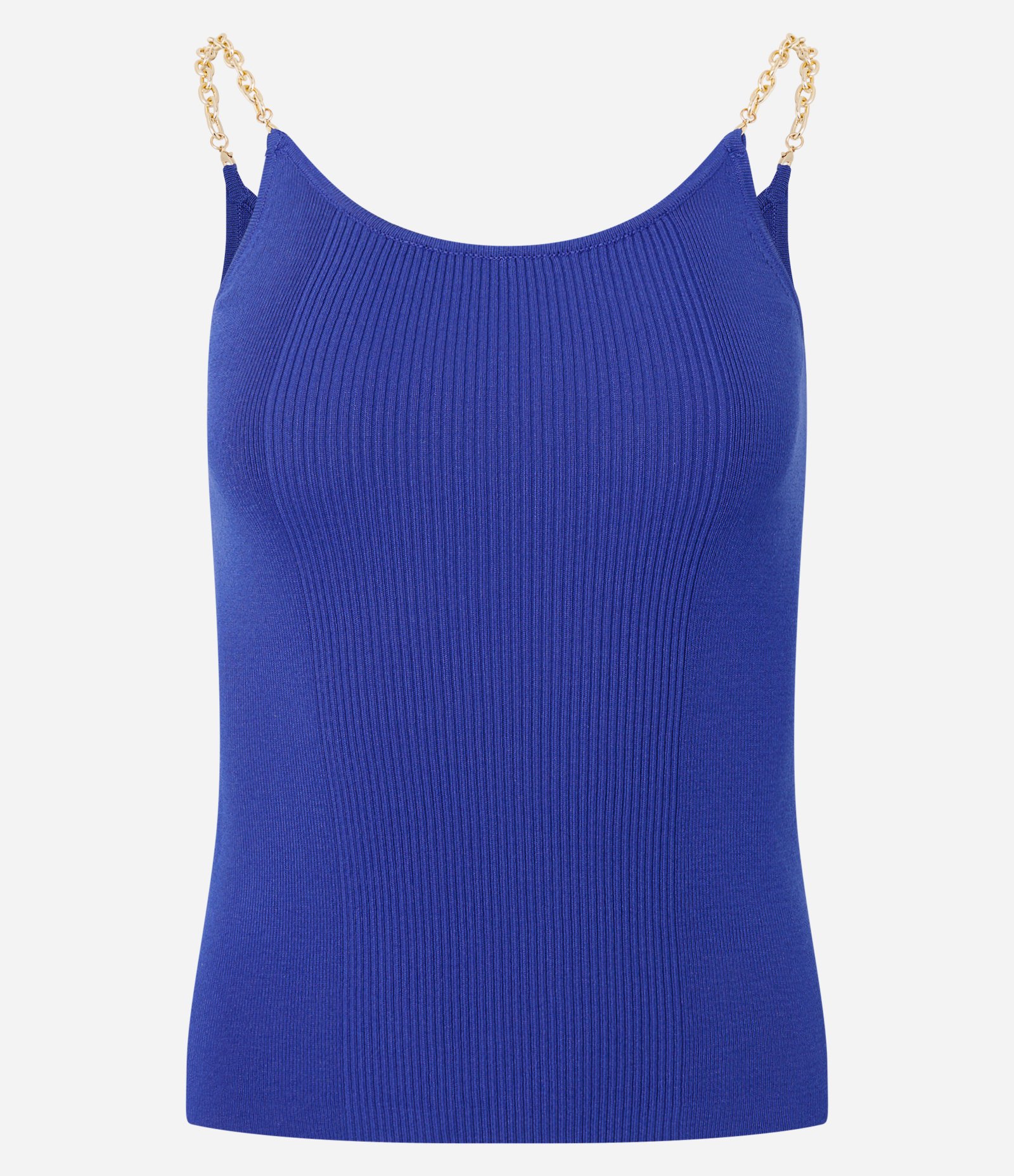 Blusa em Tricô com Alças de Corrente Azul 5