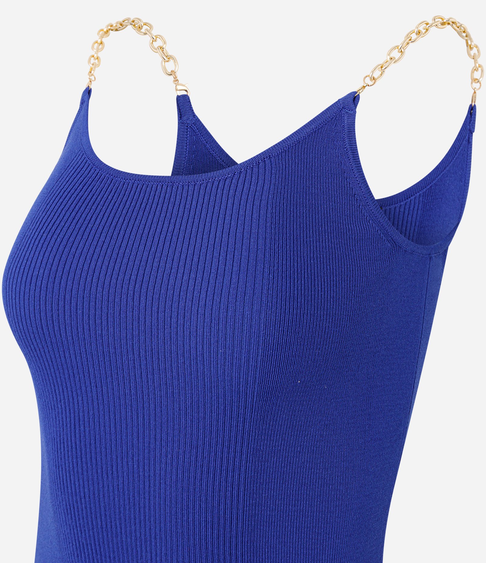 Blusa em Tricô com Alças de Corrente Azul 6
