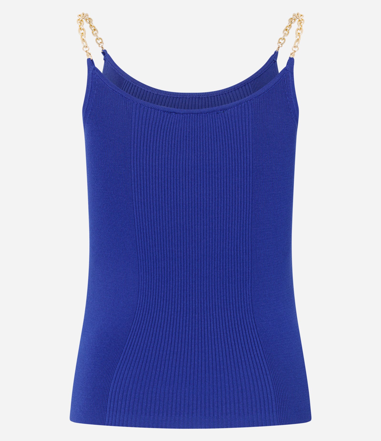 Blusa em Tricô com Alças de Corrente Azul 7