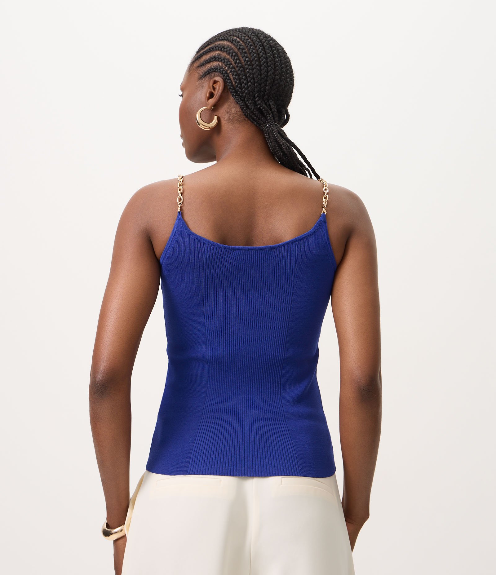 Blusa em Tricô com Alças de Corrente Azul 4