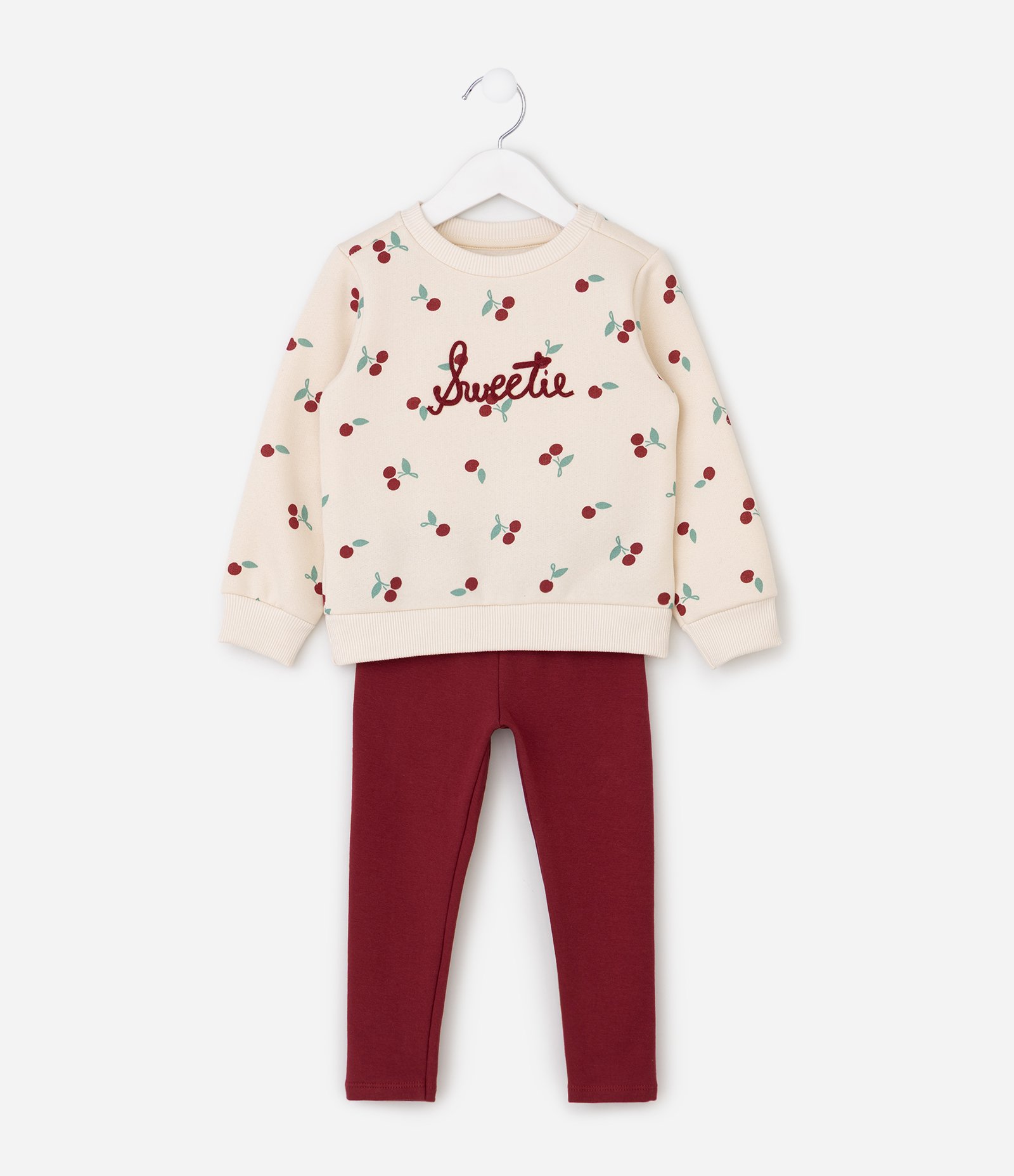 Conjunto Comfort Flare Infantil com Estampa Cereja – Tam 1 a 6 Anos Vermelho/Off White 2