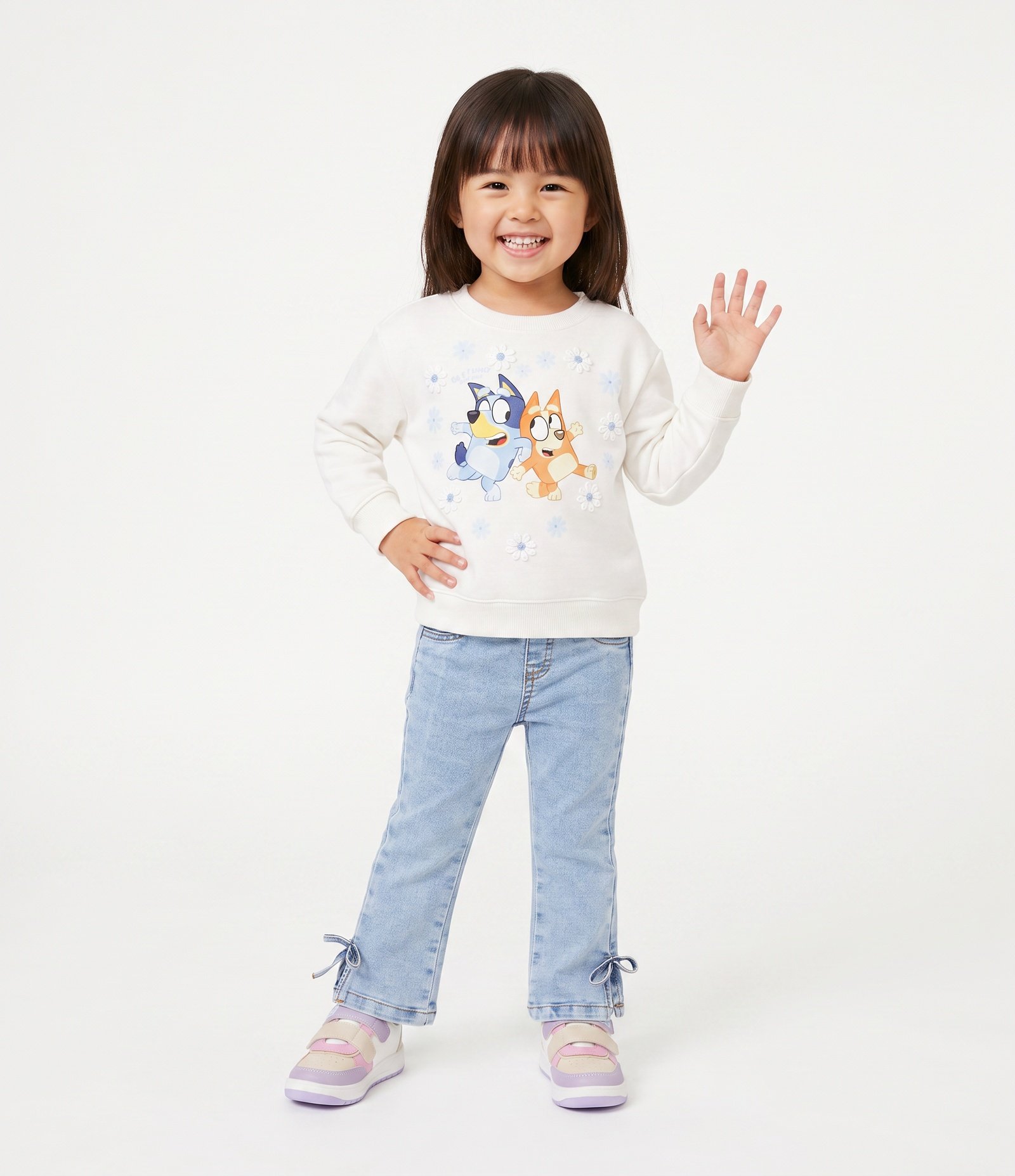 Moletom Infantil Bluey Floral - Tam 1 a 6 Anos Branco 1