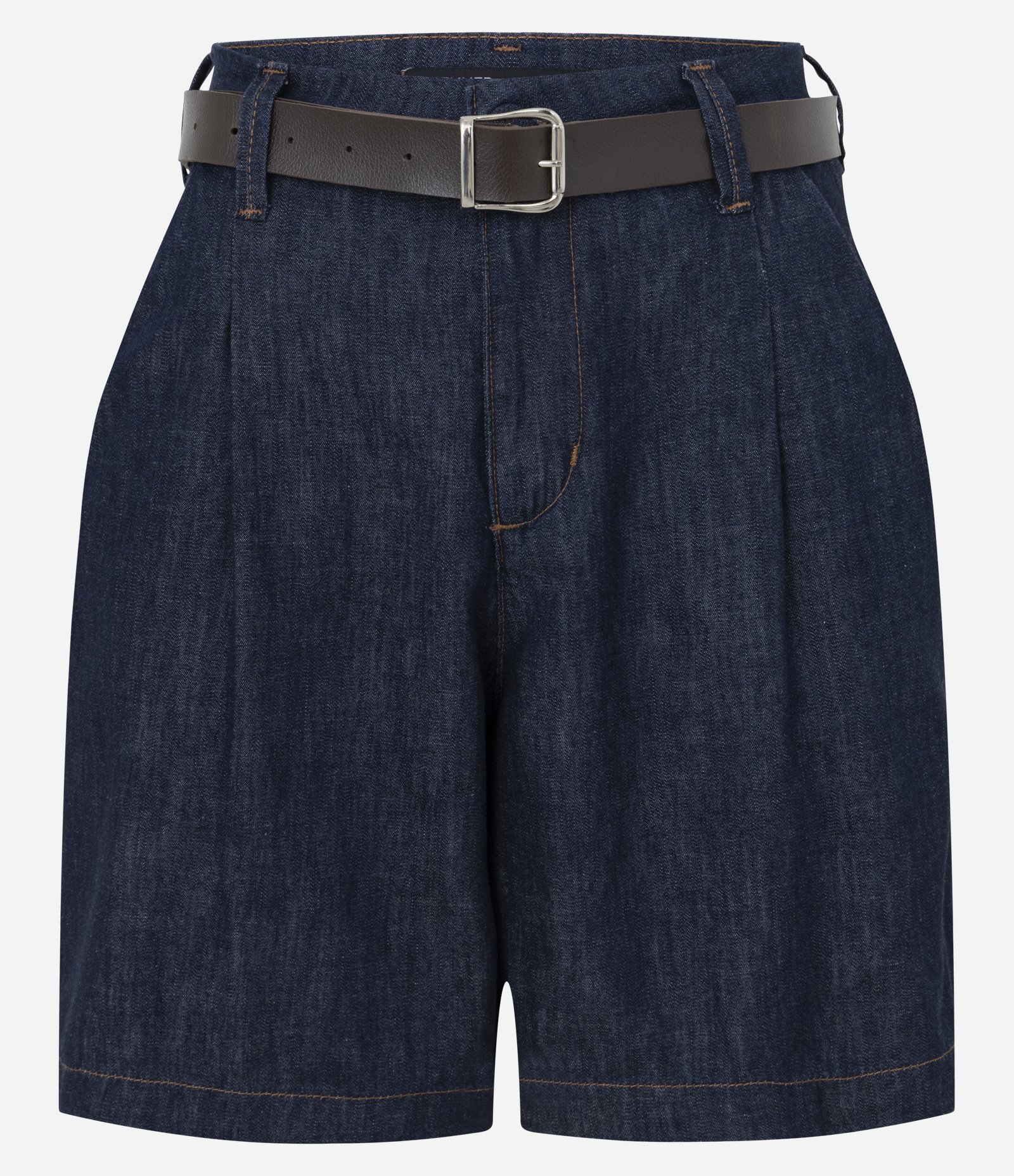 Short New Midi em Jeans Alfaiatado com Cinto Azul Escuro 5