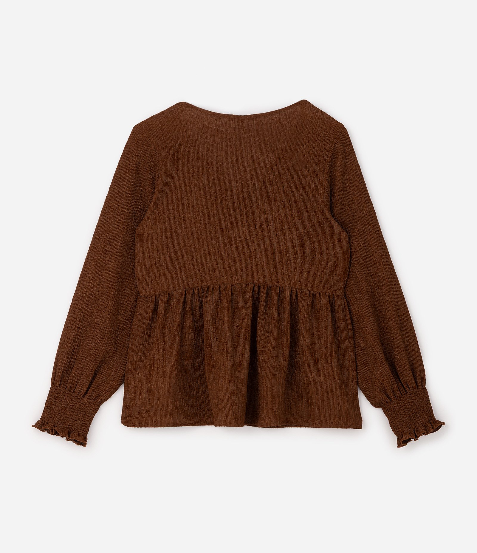 Blusa Texturizada com Babado Curve & Plus Size Marrom 6