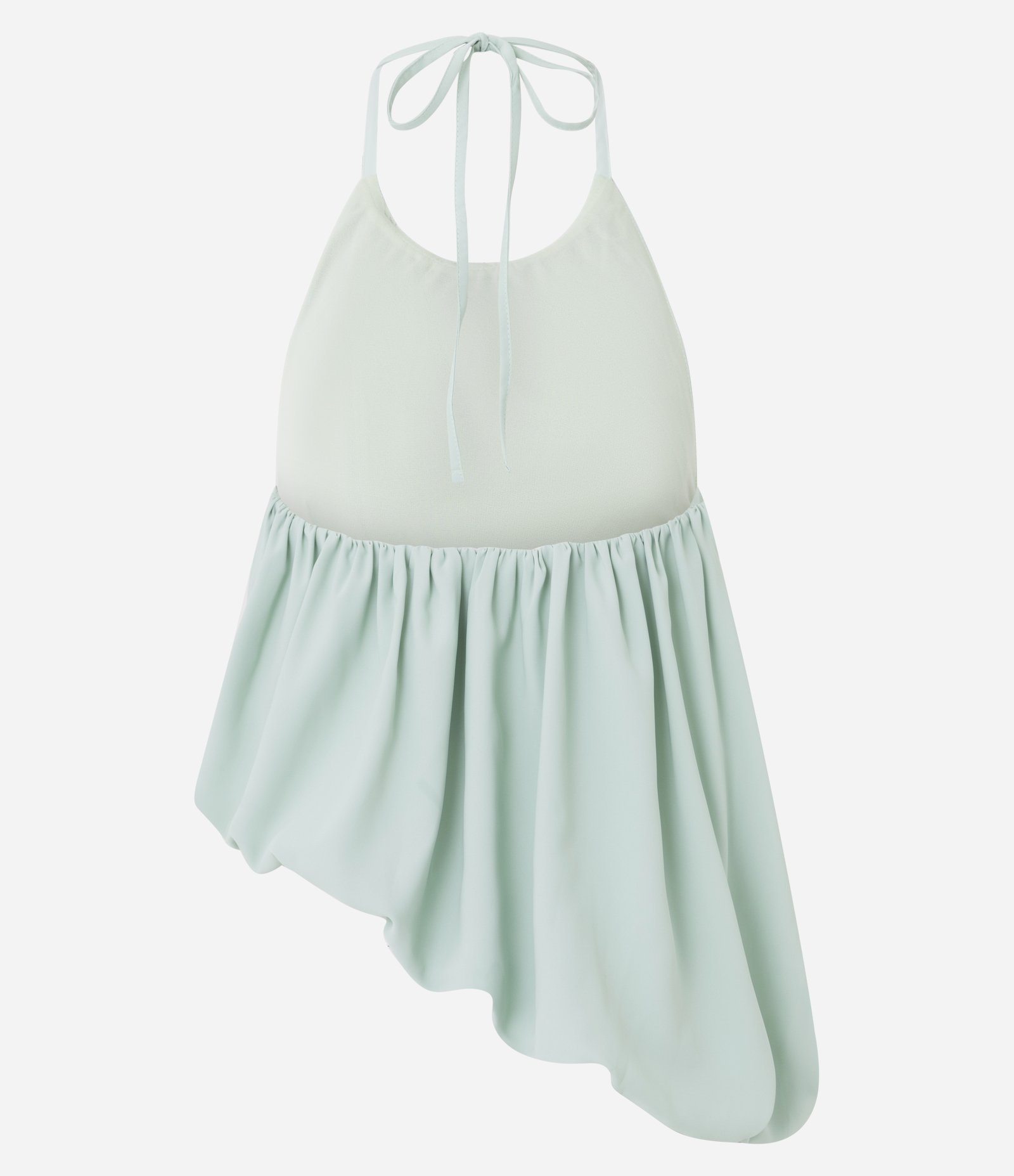 Blusa Halter em Crepe com Barra Assimétrica Verde Claro 6