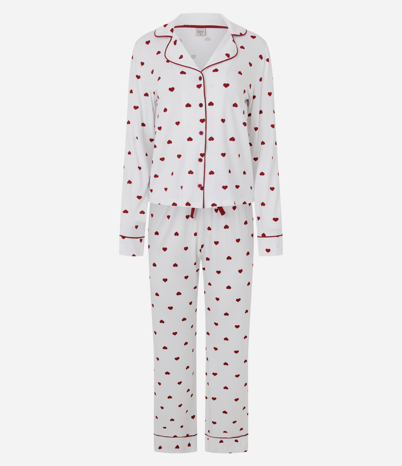 Pijama Longo Americano Poá Namorados Branco 6