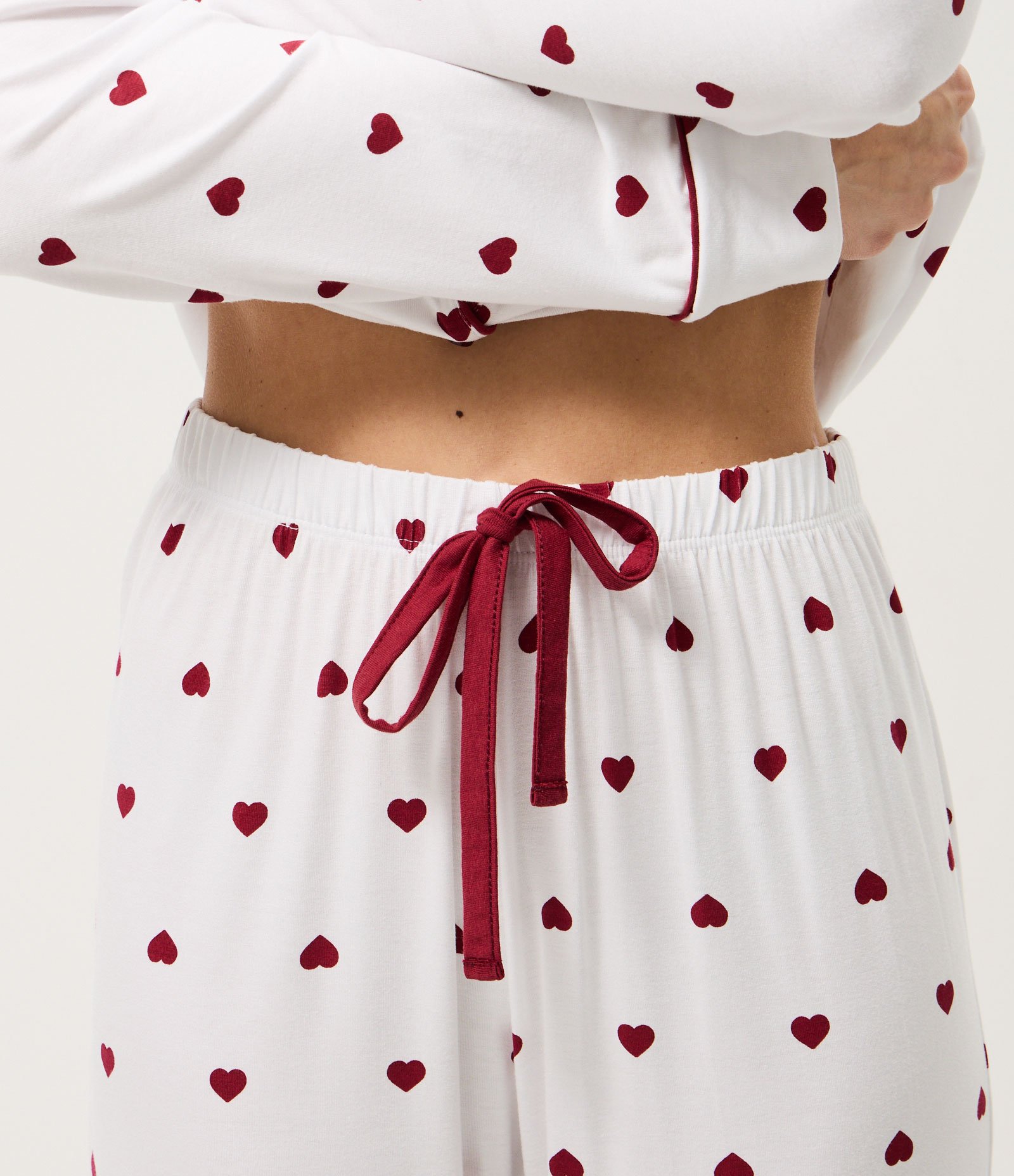 Pijama Longo Americano Poá Namorados Branco 4