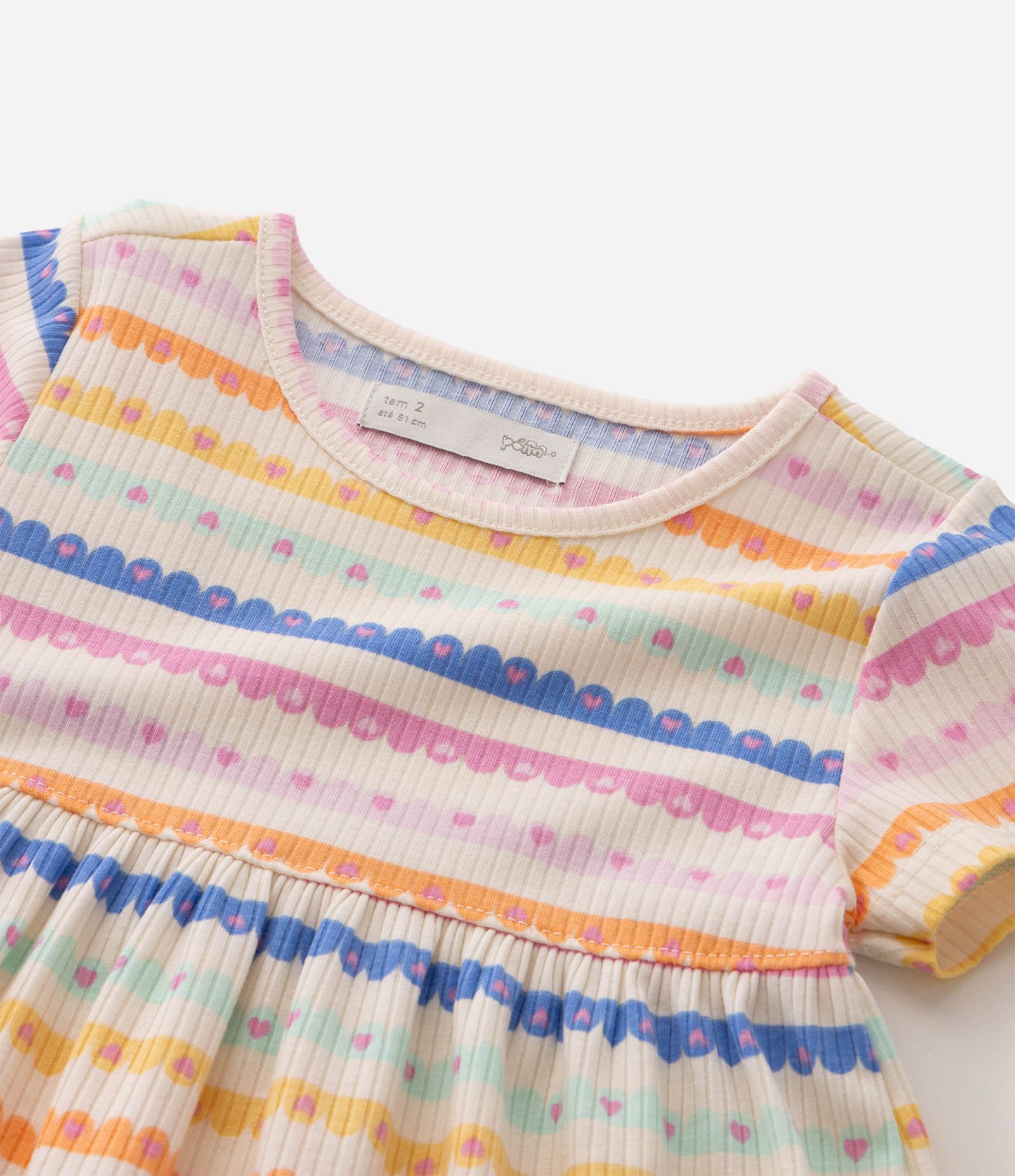 Vestido Infantil com Estampa Listrada e Corações - Tam 1 a 6 Anos Multicores 5