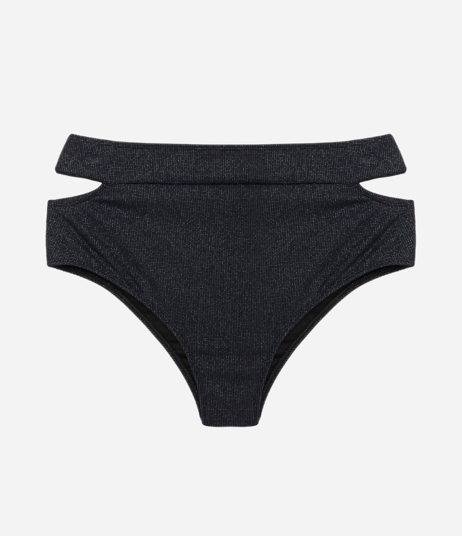 Biquíni Bottom Hot Pants com Fio Metálico Curve & Plus Size Preto 1