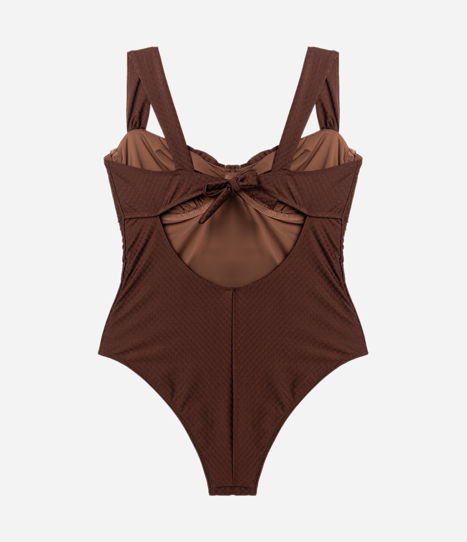 Maiô Meia Taça em Poliamida Texturizado UV 50+ Curve & Plus Size Marrom 2