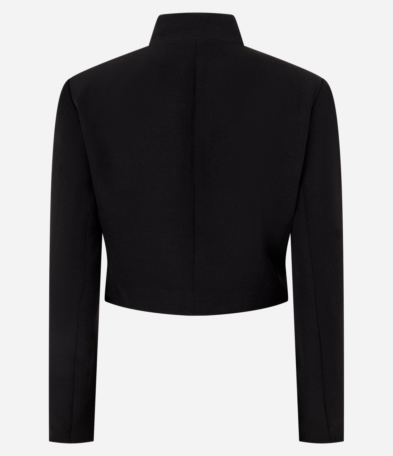 Blazer Cropped Alfaiatado com Botões e Gola Alta Preto 7