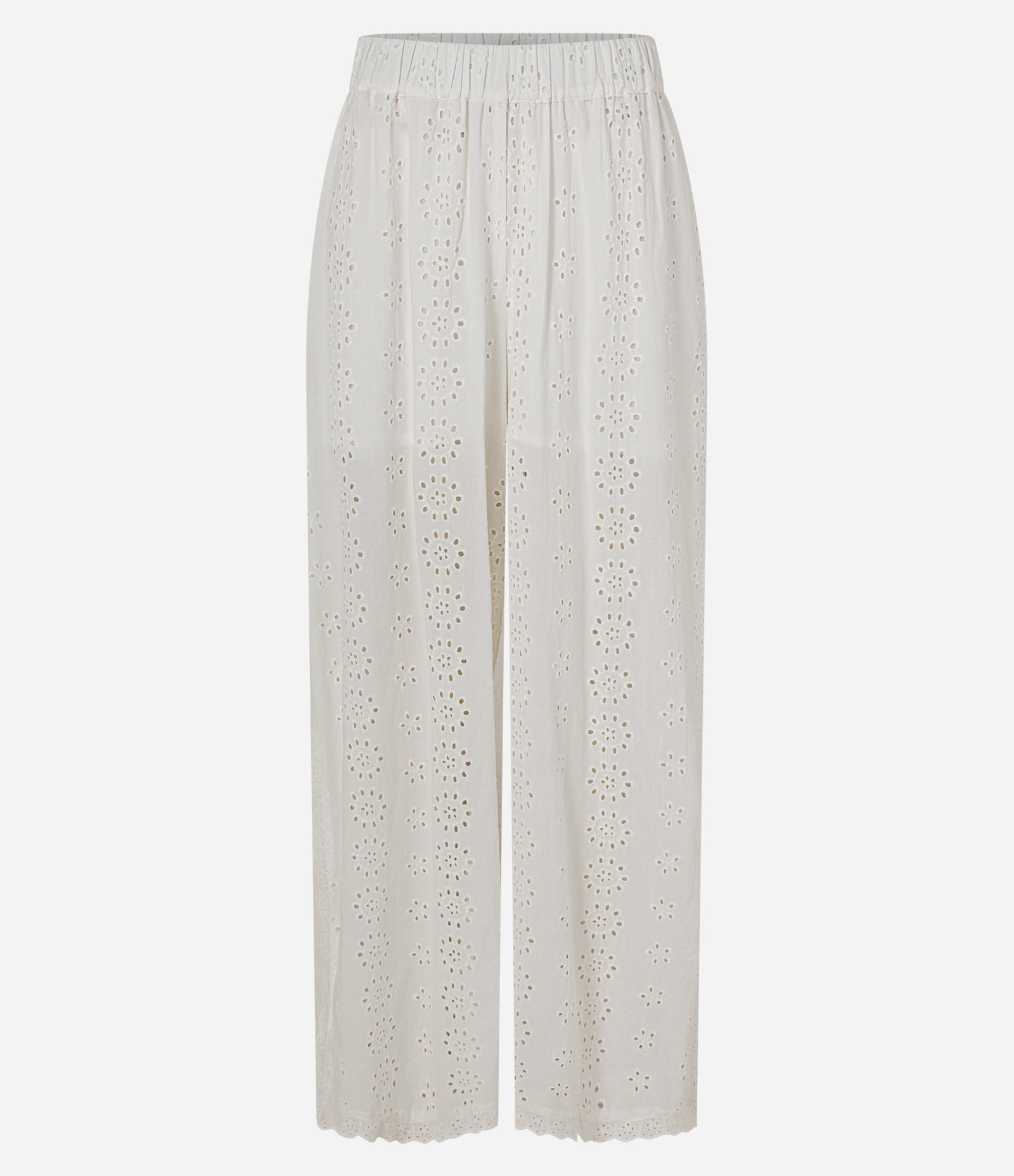 Calça Pantalona em Laise com Bordados Branco 1