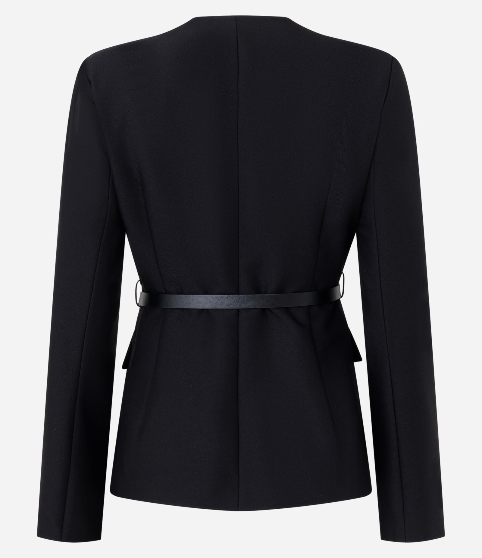 Blazer Alongado com Cinto e Decote em V Preto 2