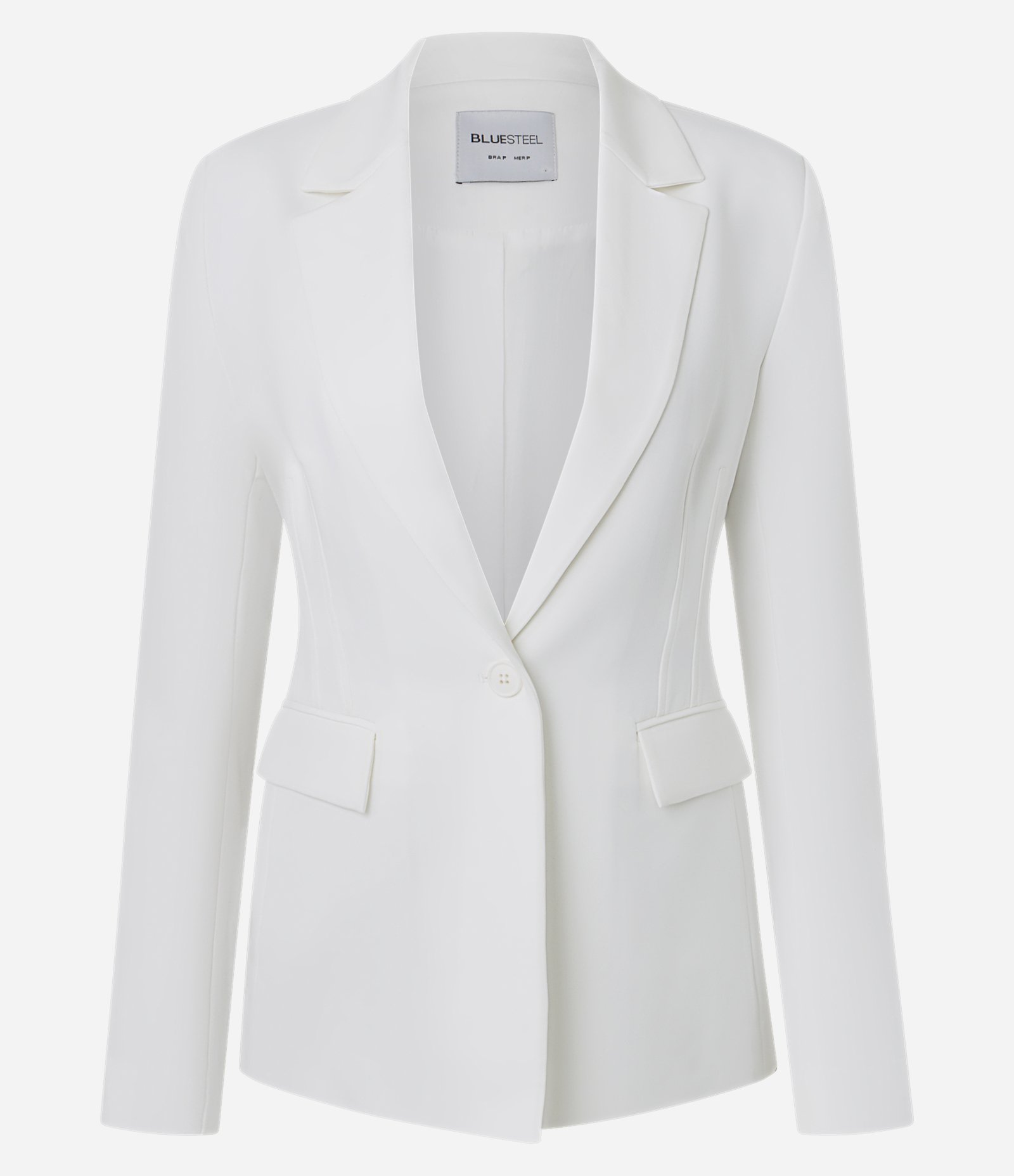 Blazer Acinturado em Alfaiataria com Bolsos Branco 1
