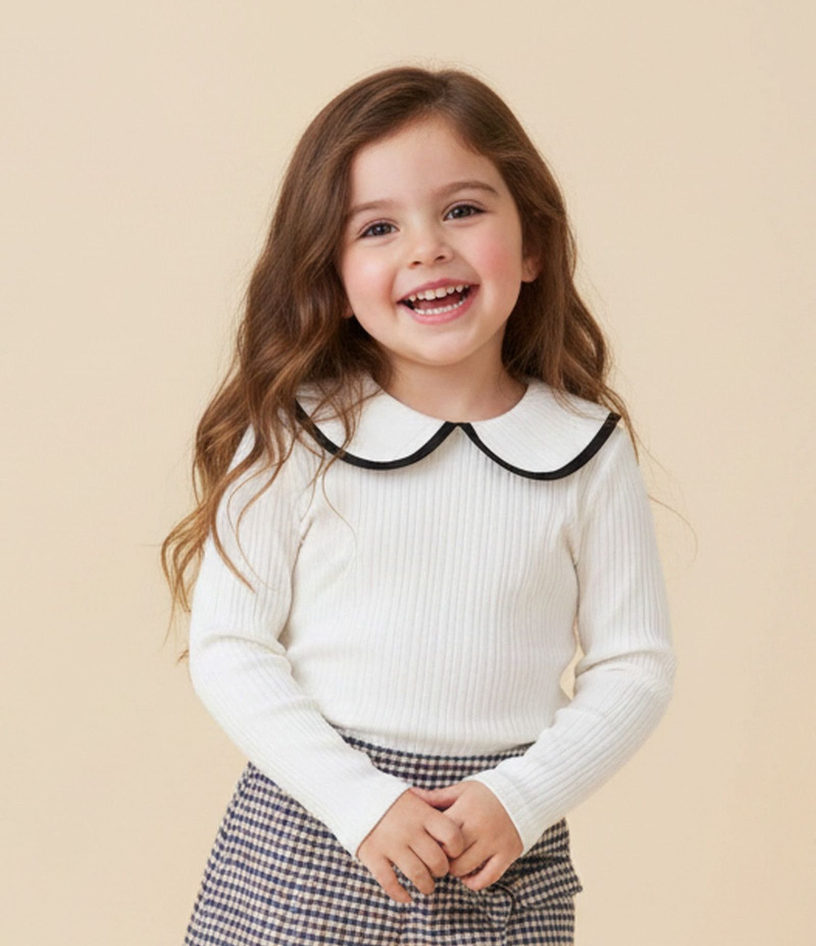 Blusa Infantil com Gola Boneca e Viés Contrastante – Tam 1 a 6 Anos Off White 2