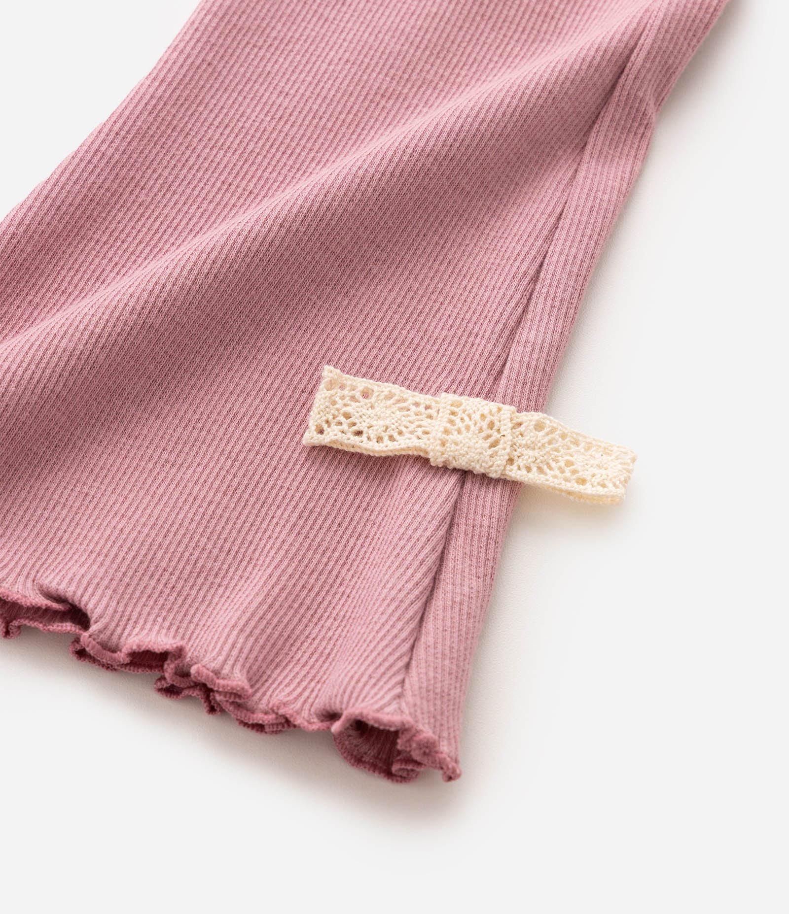 Conjunto Comfort Infantil em Moletom com Bordado e Laços Lateral – Tam 1 a 6 Anos Rosa/Off White 4