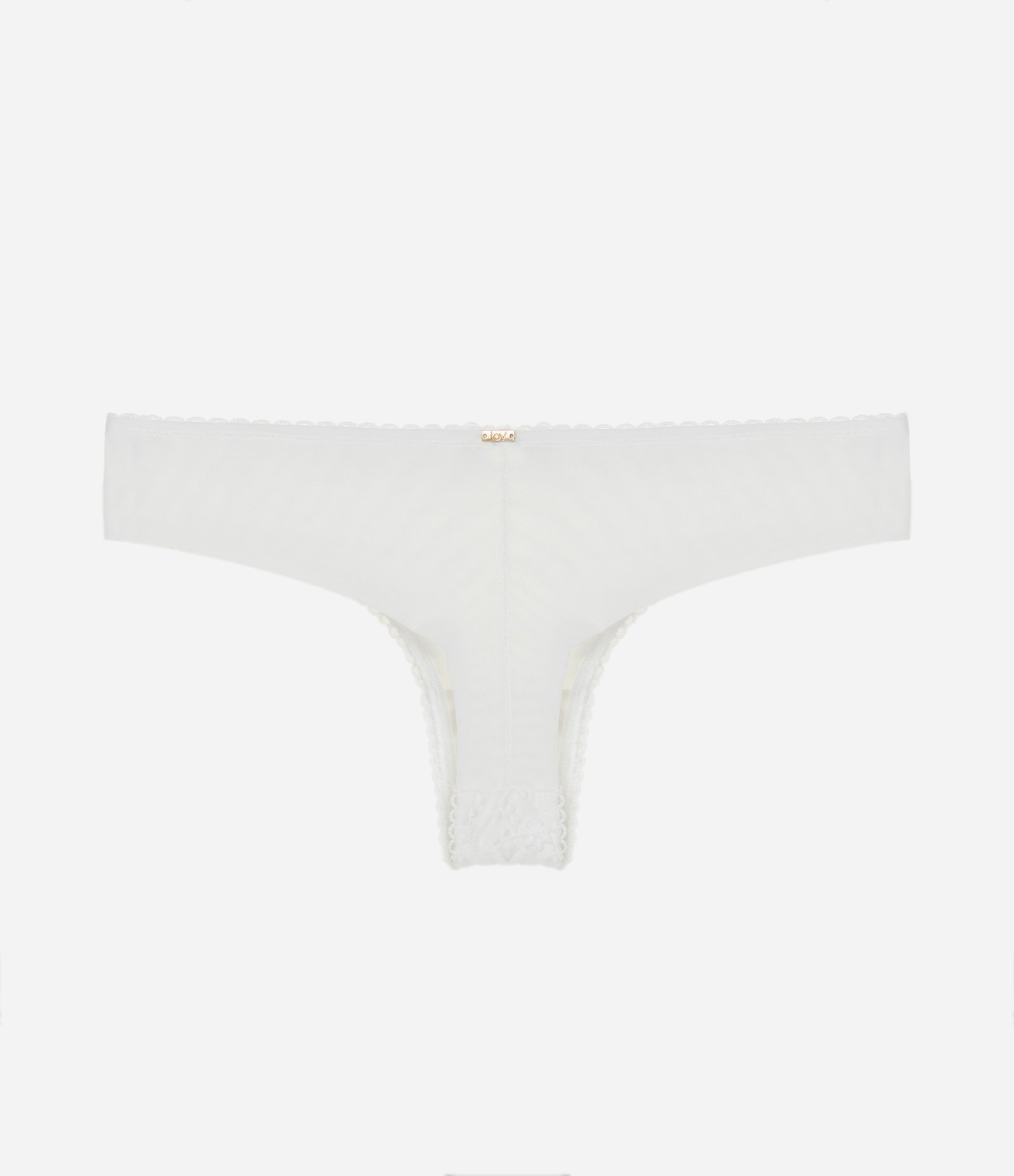 Calcinha Biquíni Fio Duplo em Tule com Bordado Floral Branco 6