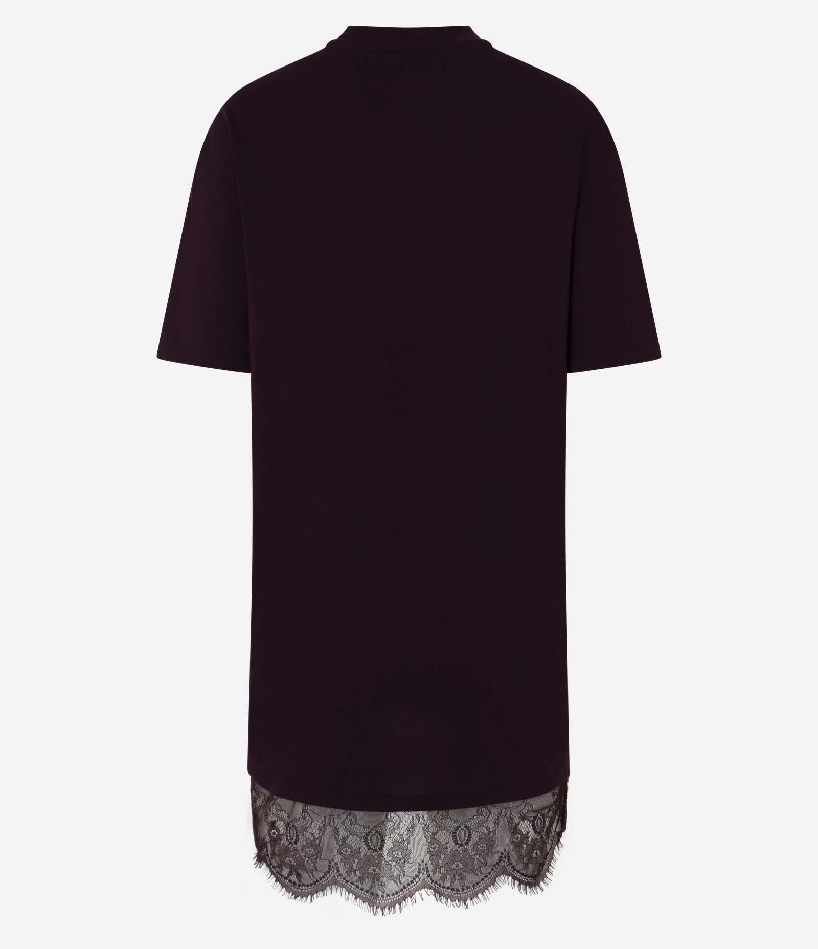Vestido Reto em Algodão com Renda na Barra Vinho 6