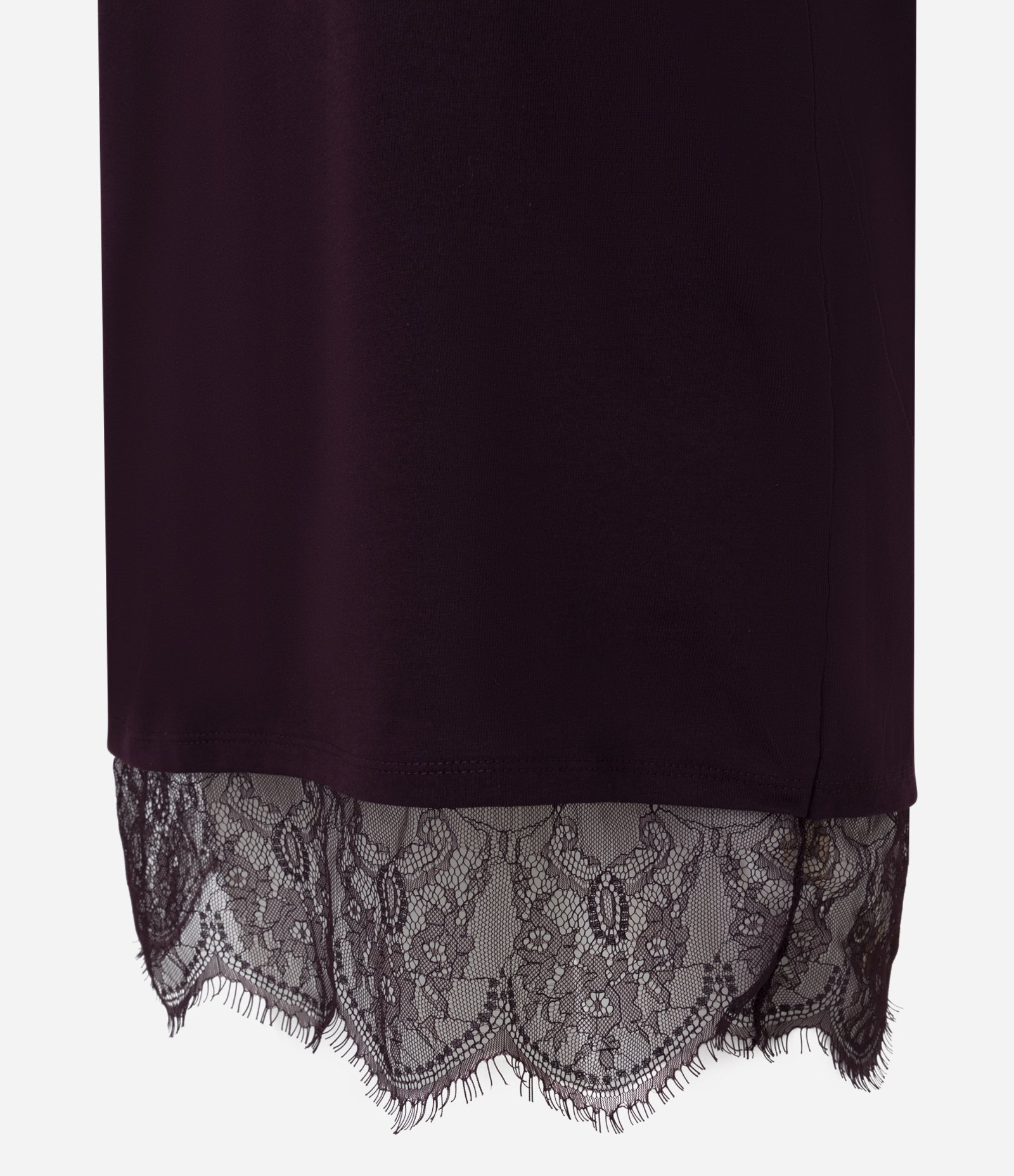 Vestido Reto em Algodão com Renda na Barra Vinho 7