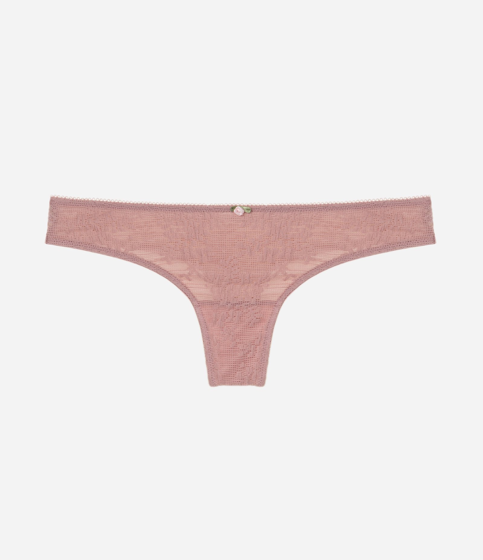 Calcinha Biquíni Fio em Laise com Bordado Floral Rosa 5