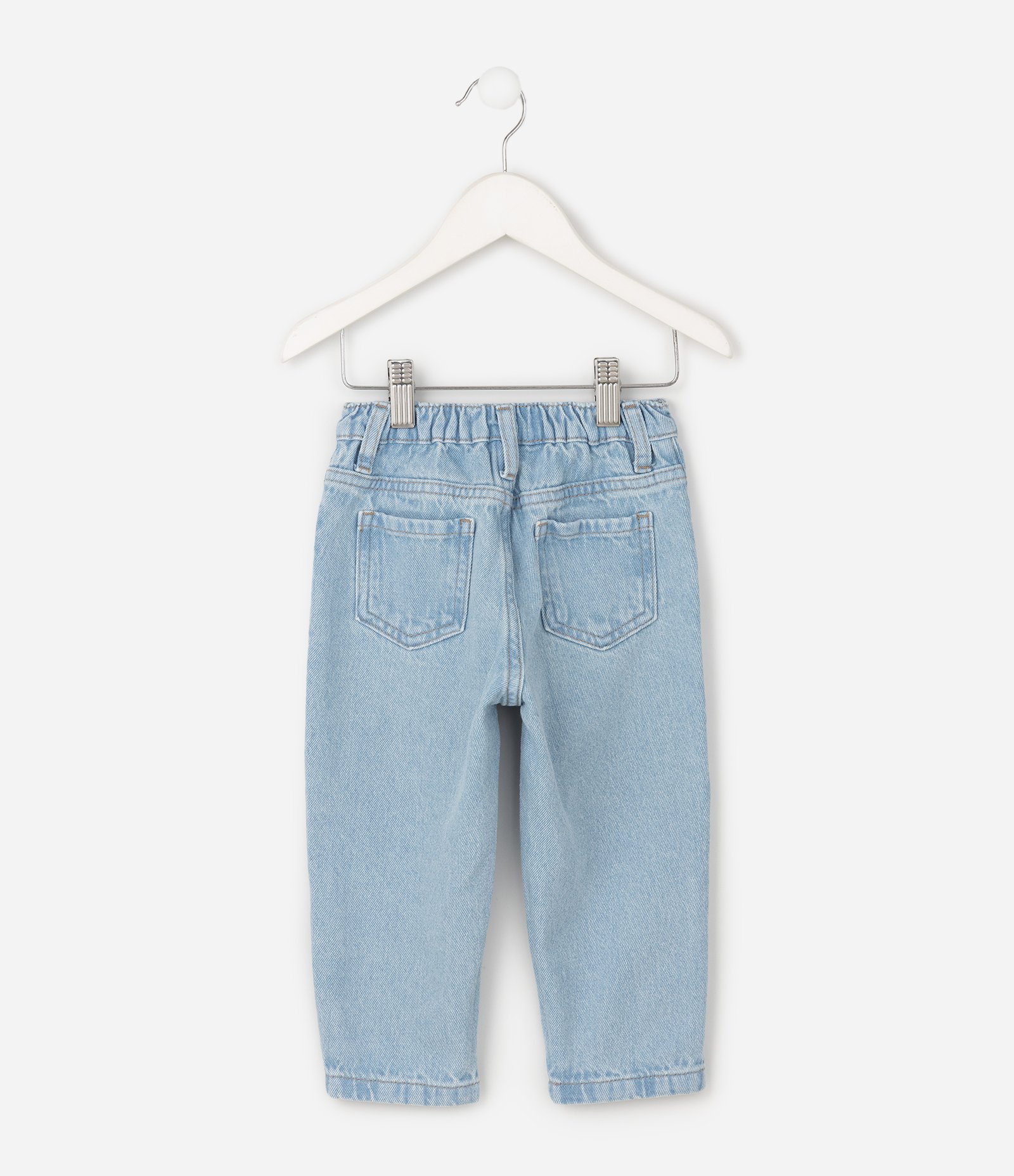 Calça Mom Infantil em Jeans com Bordados de Corações – Tam 1 a 6 Anos Azul Claro 3