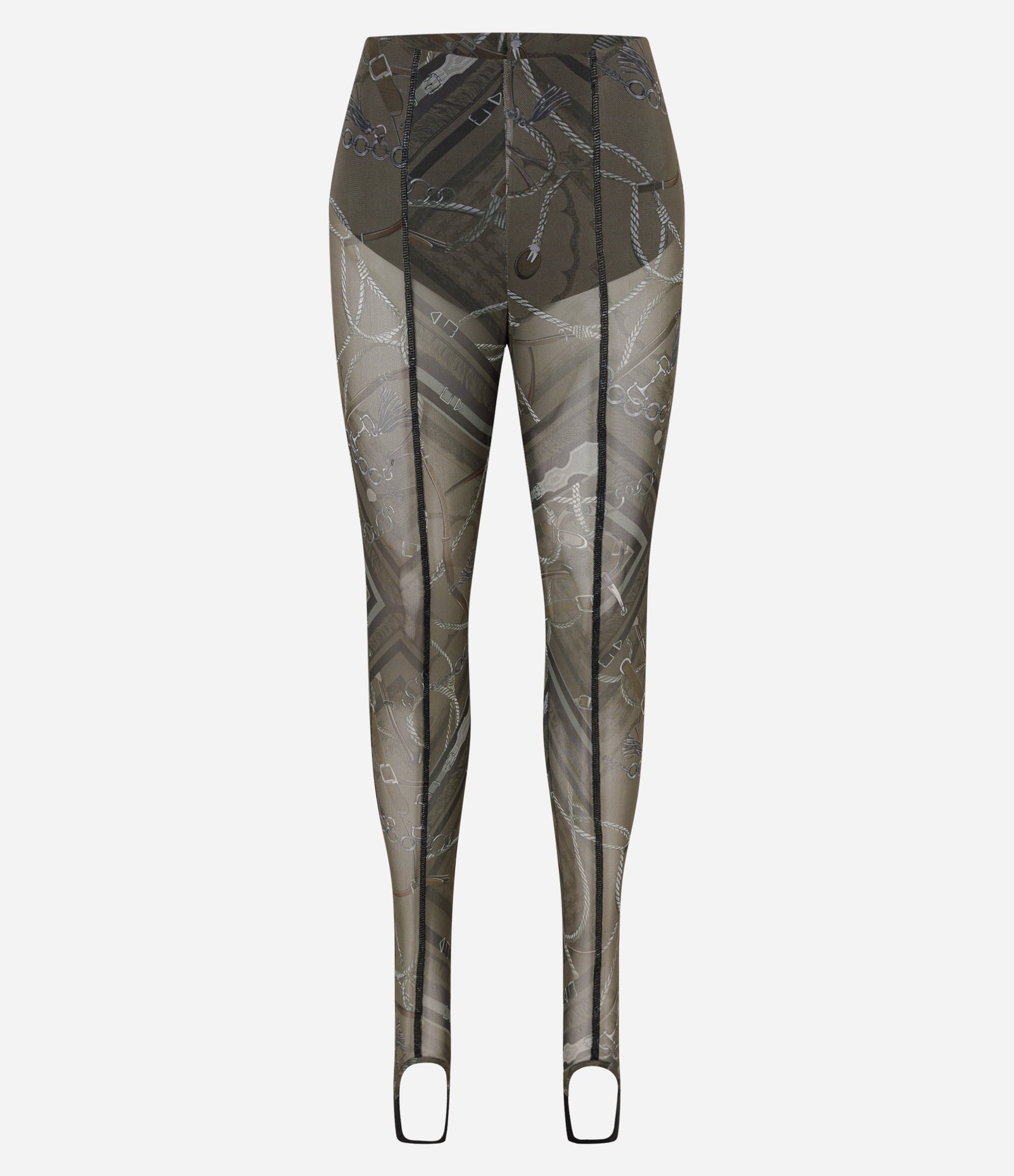 Calça Legging em Tule com Pezinho e Estampa Abstrata Cinza 5