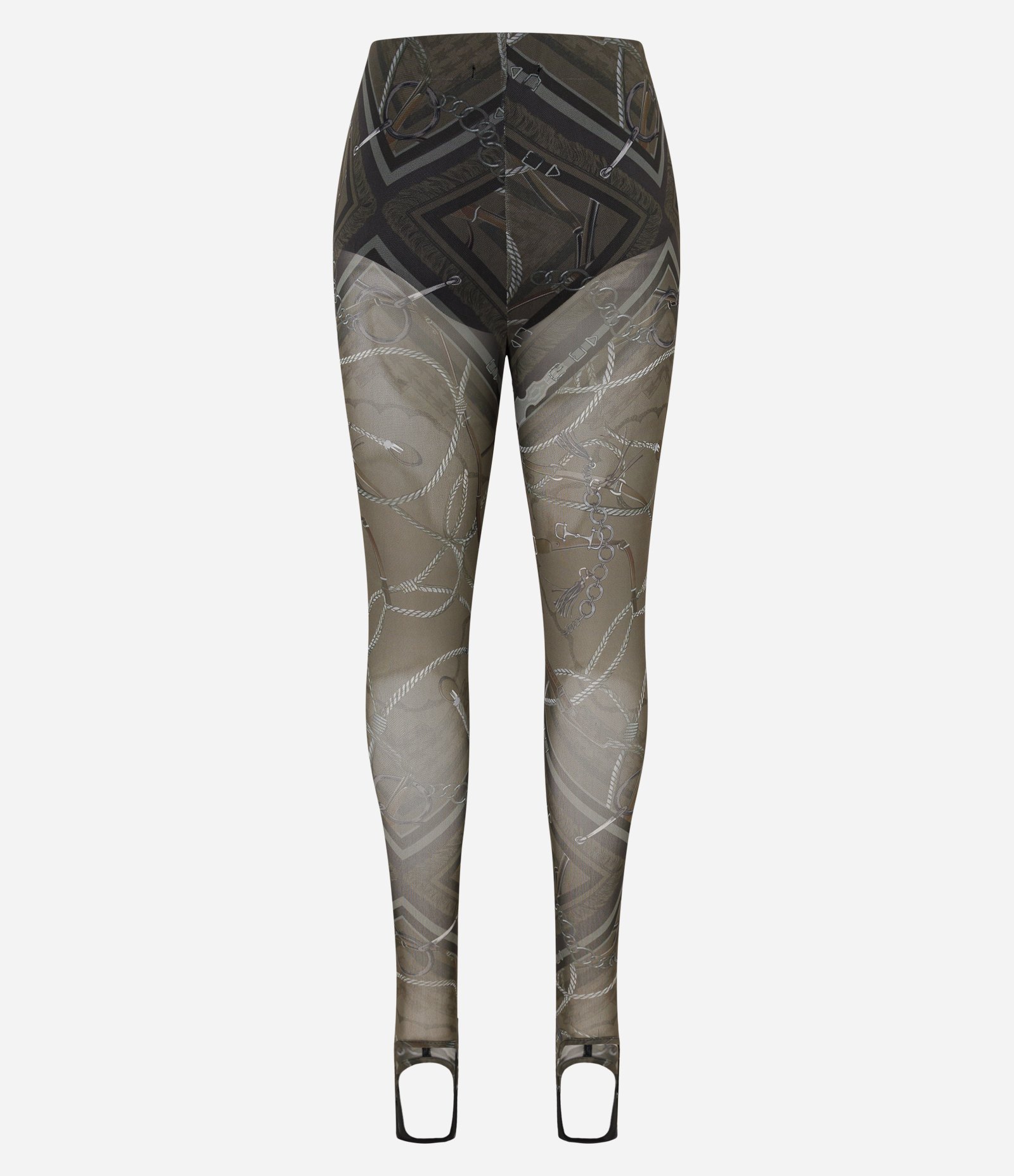 Calça Legging em Tule com Pezinho e Estampa Abstrata Cinza 6
