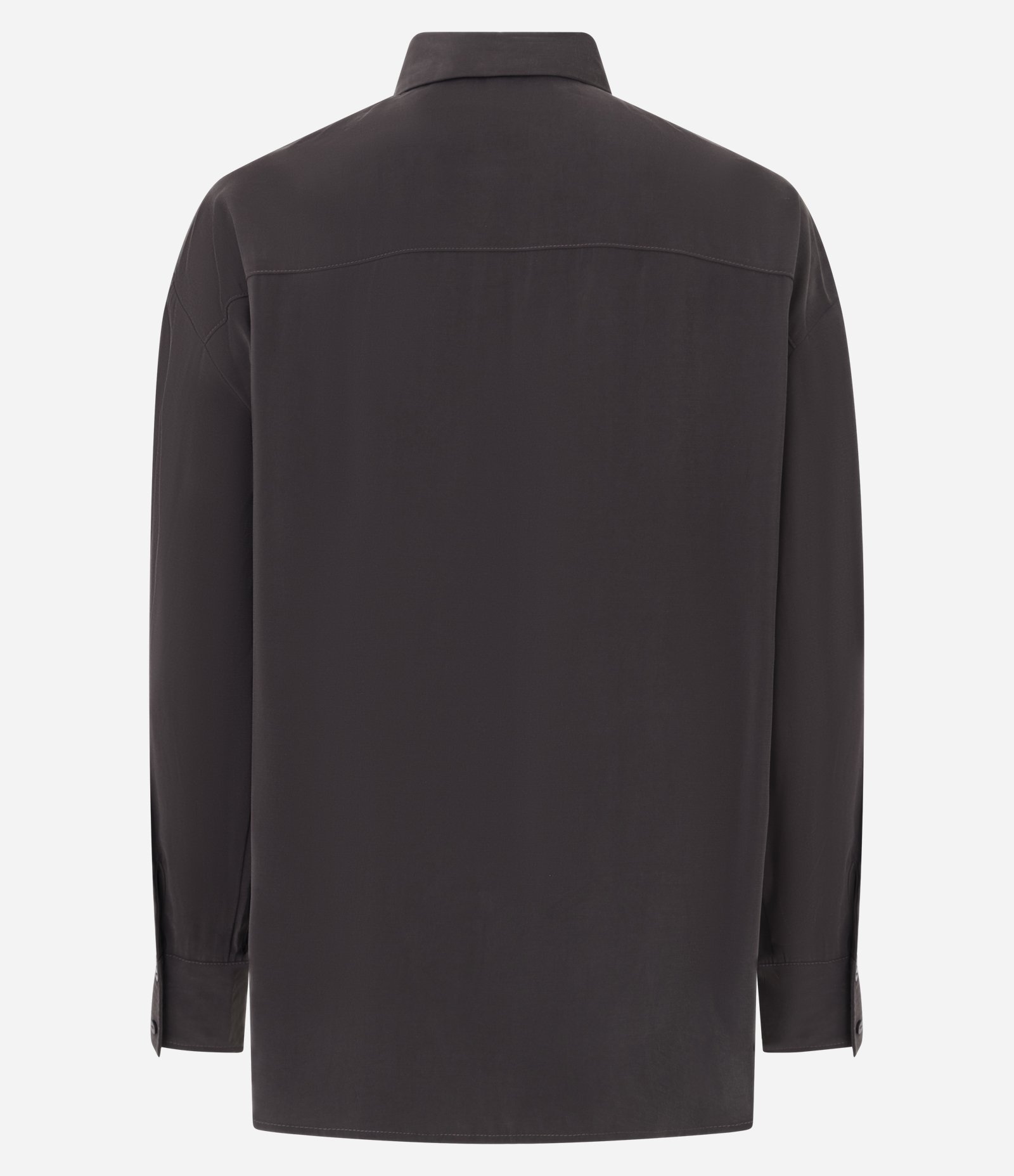 Camisa Oversized em Viscose com Gravata Removível Marrom 2