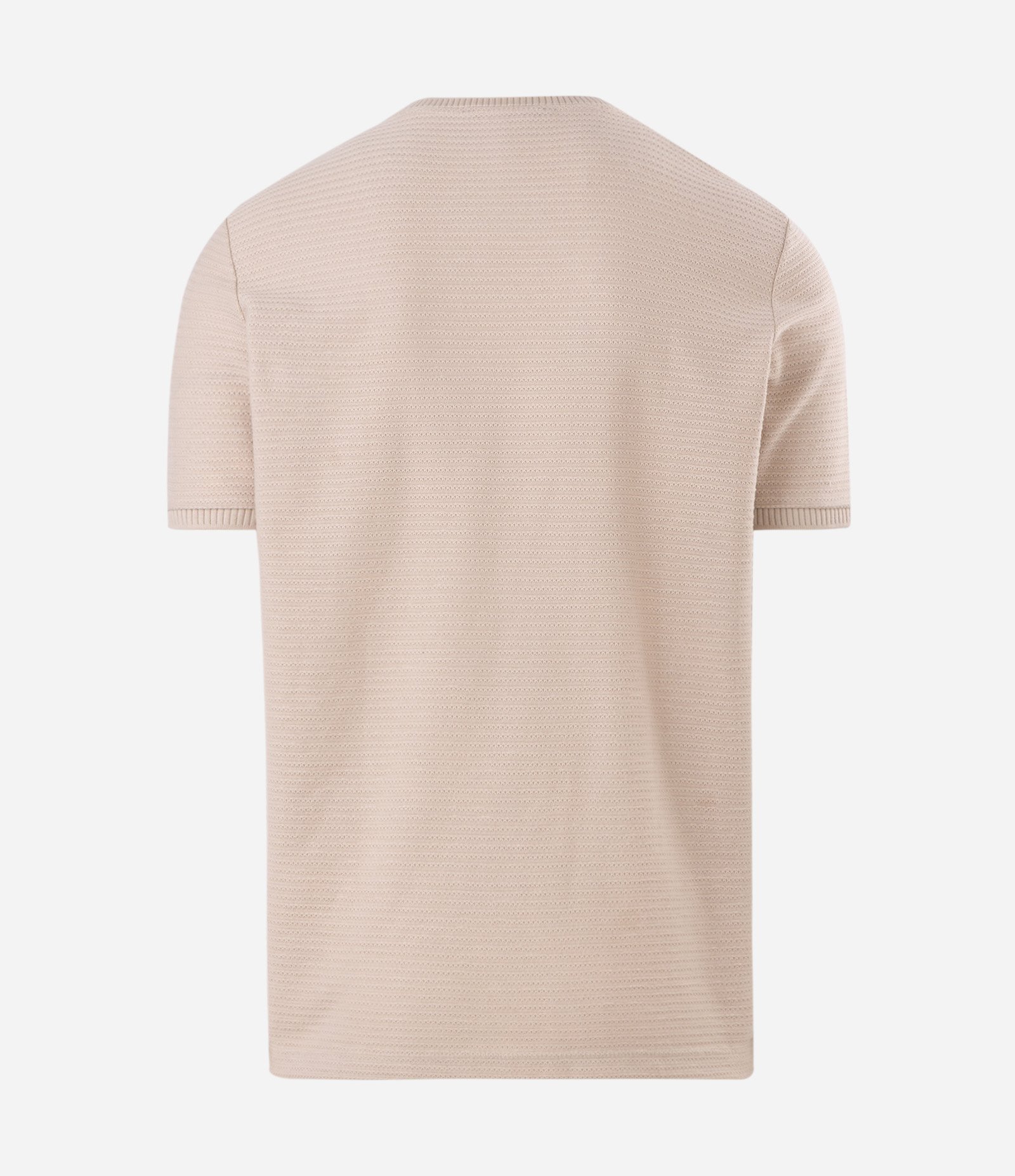 Camiseta Texturizada com Algodão e Gola Redonda Bege 6