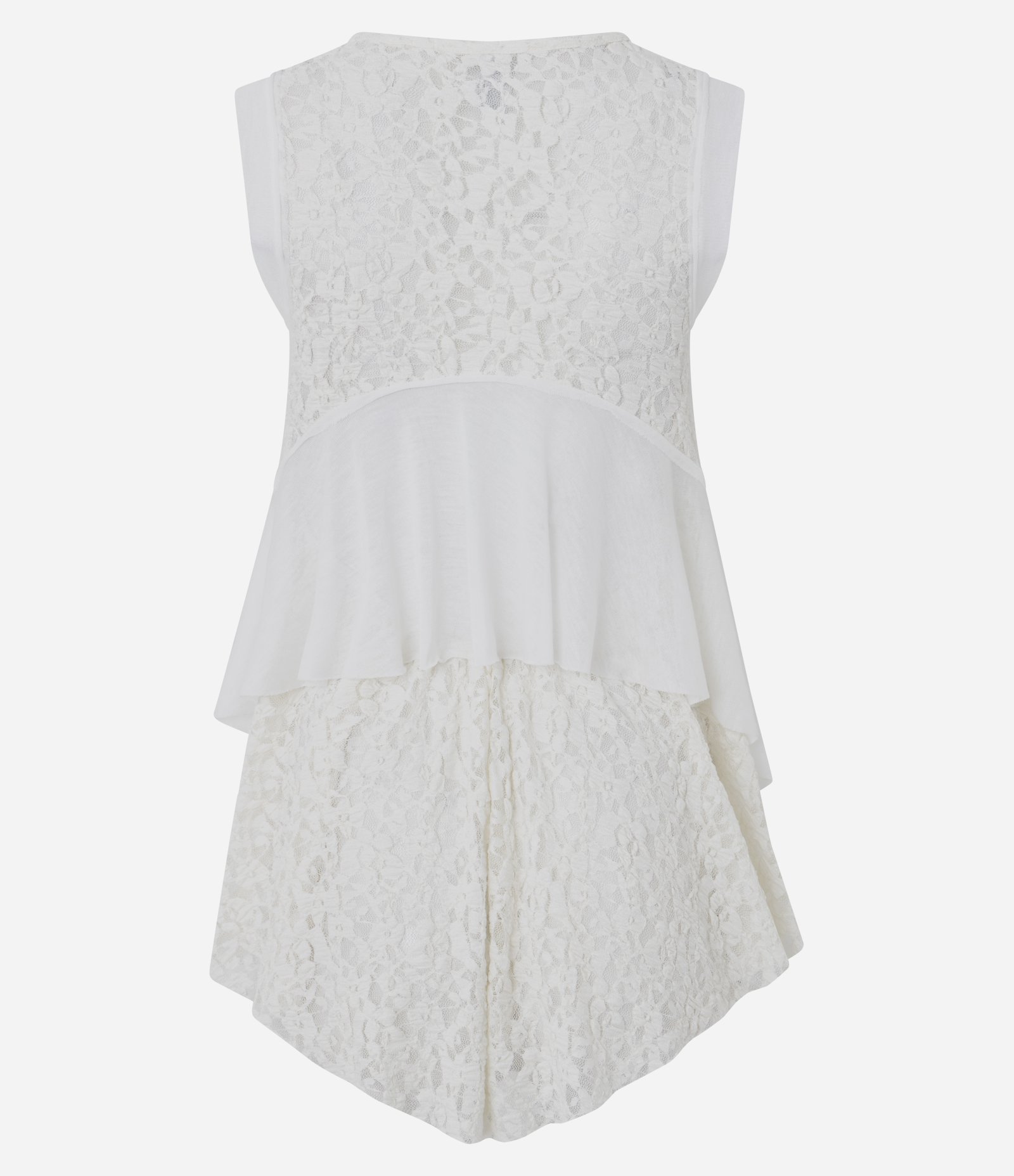 Blusa em Renda sem Mangas com Barra Mullet Branco 7