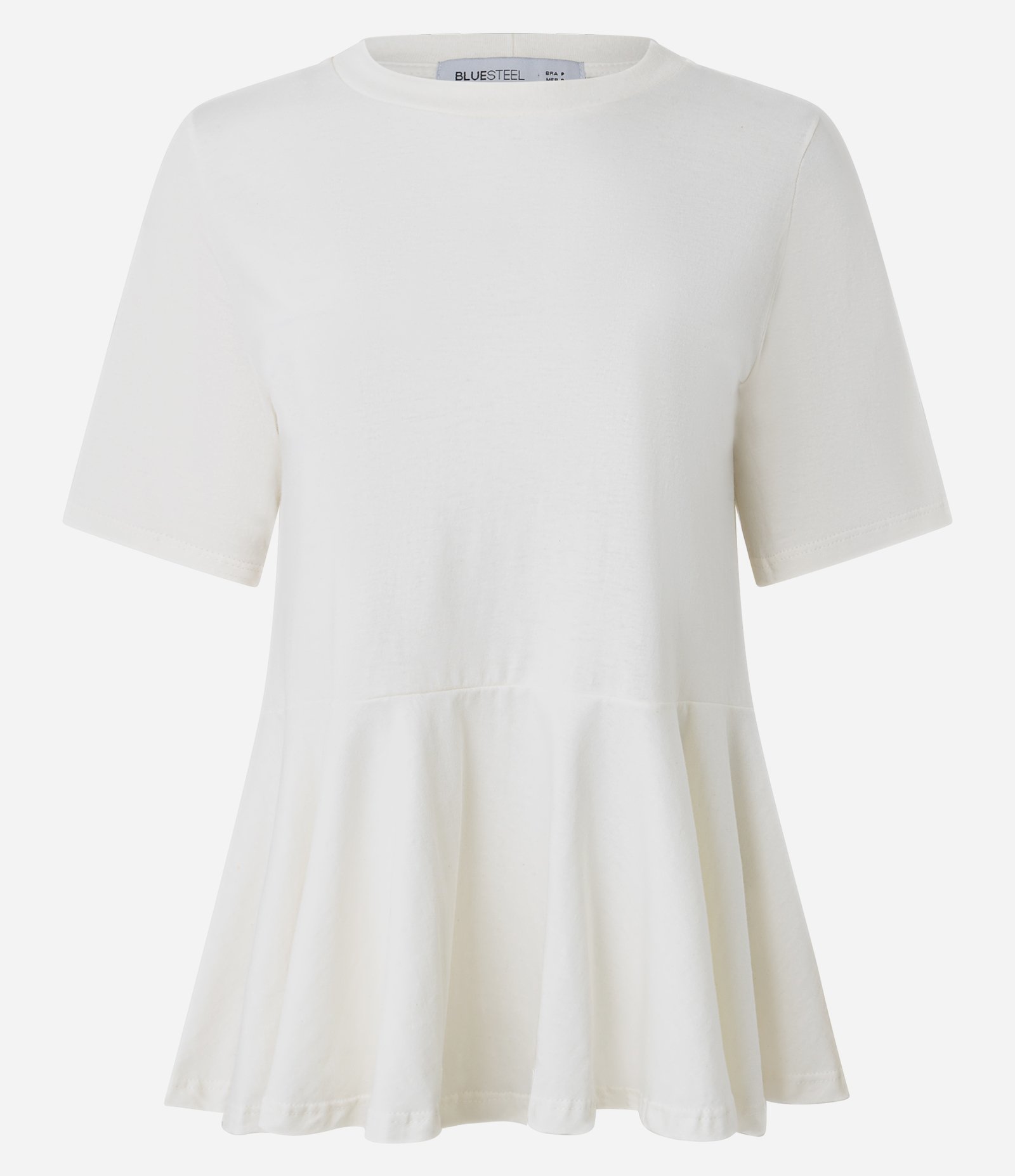 Blusa Manga Curta em Algodão com Barra Peplum Branco 5