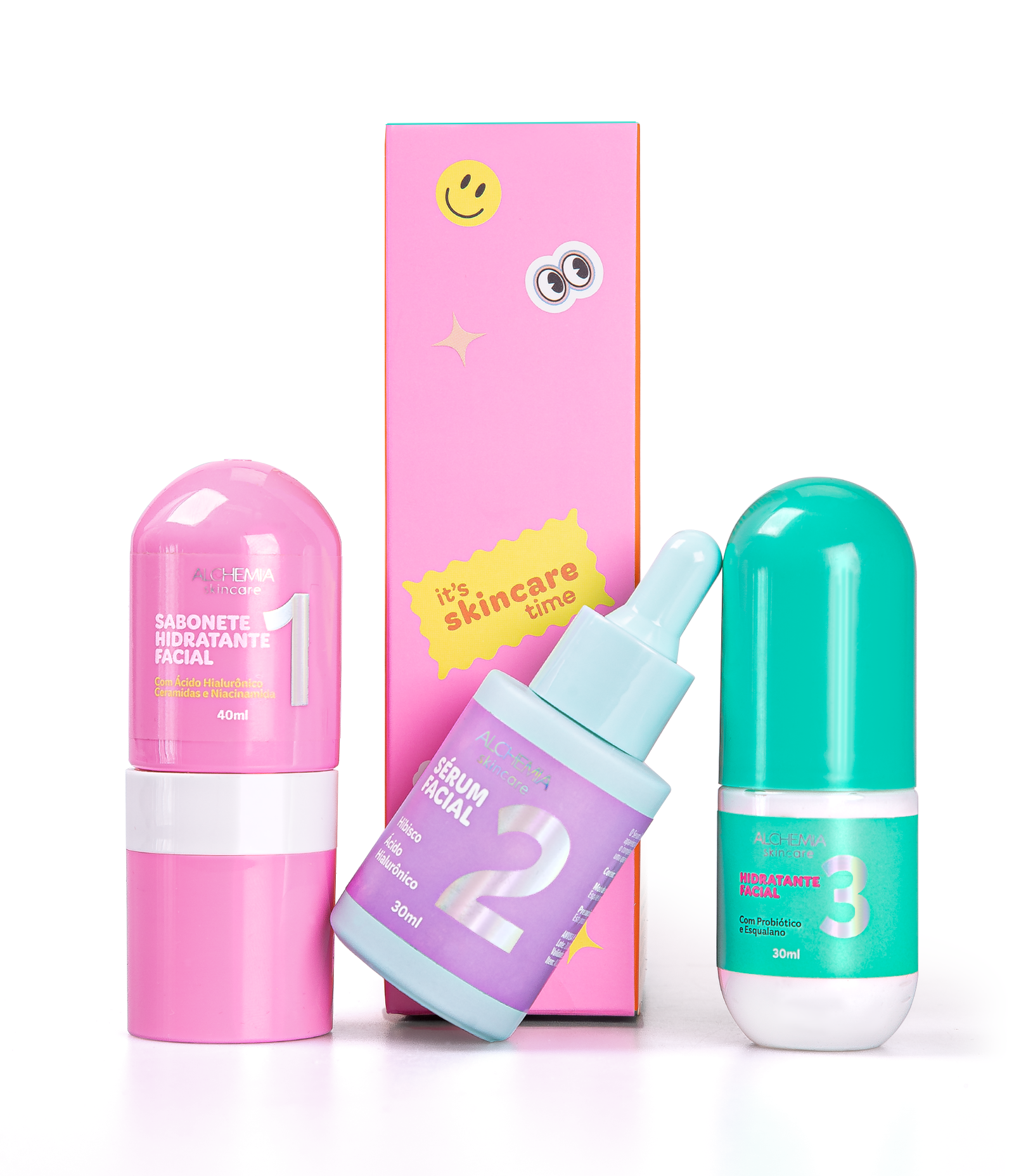 Kit Skincare Is My Cardio com Sabonete Hidratante Facial 40ml + Serum Facial 30ml +Hidratante Facial 30ml Alchemia KIT 4