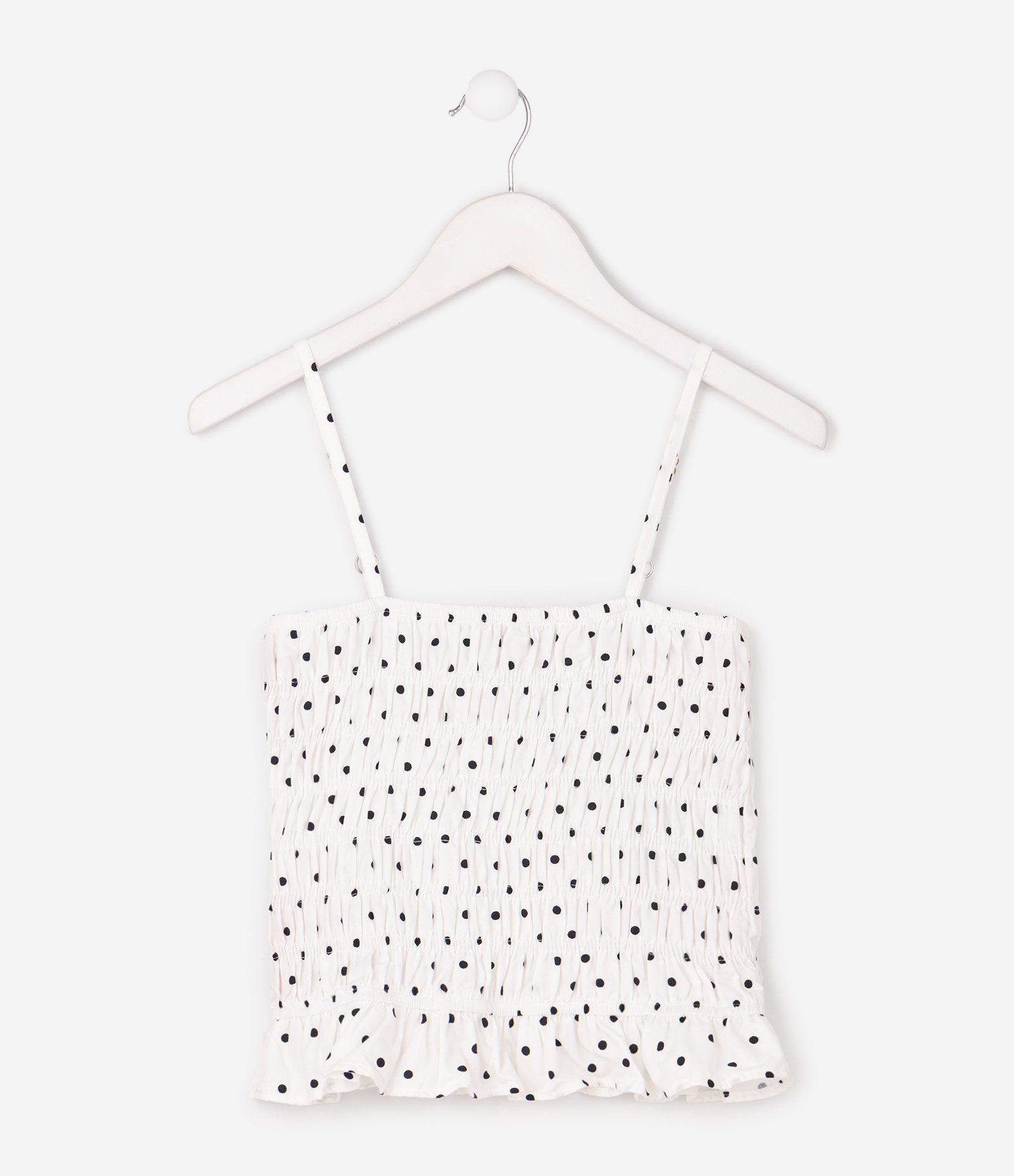 Blusa Infantil em Algodão com Lastex e Estampa Poá - Tam 5 A 16 Anos Branco 2