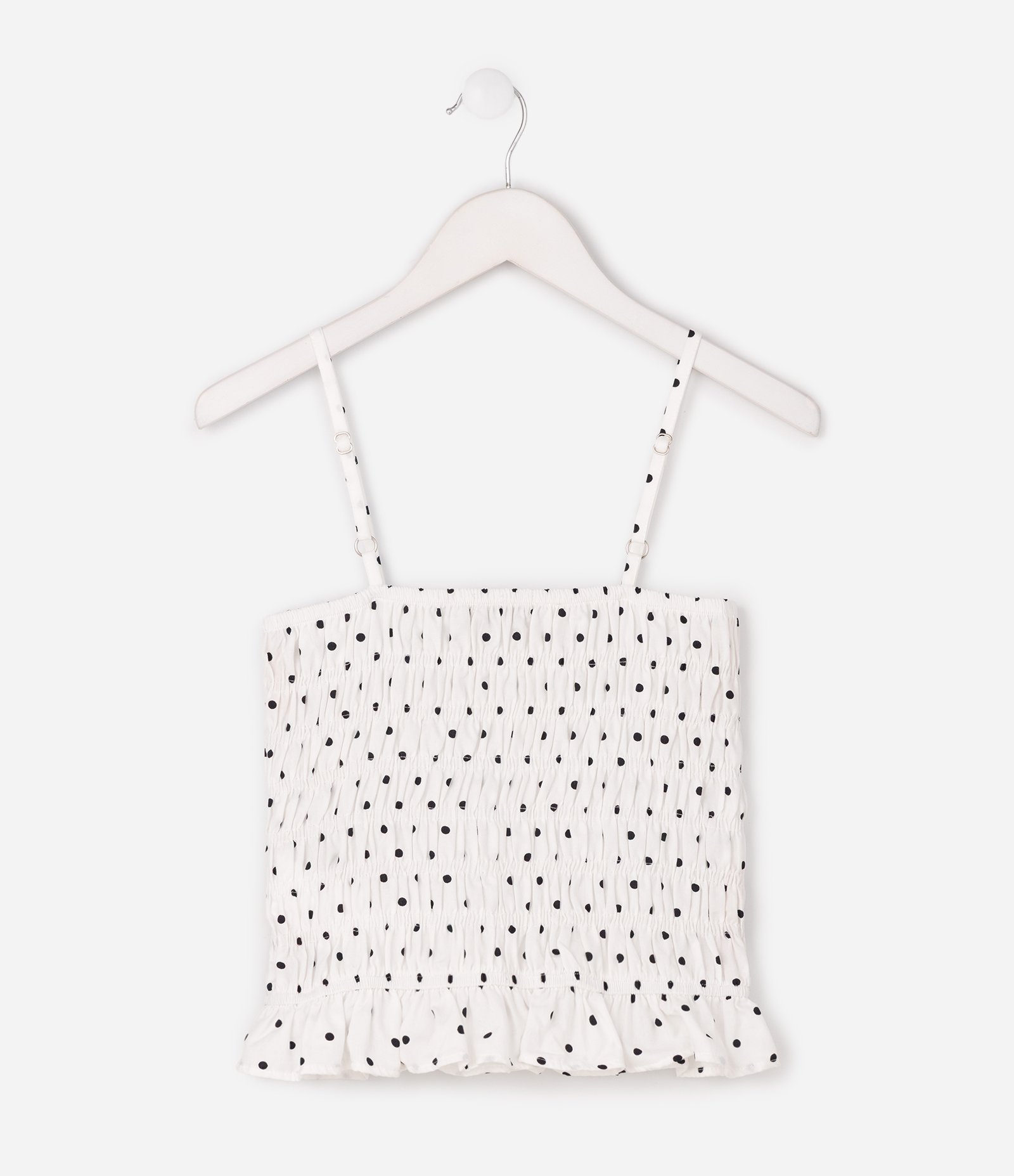 Blusa Infantil em Algodão com Lastex e Estampa Poá - Tam 5 A 16 Anos Branco 3