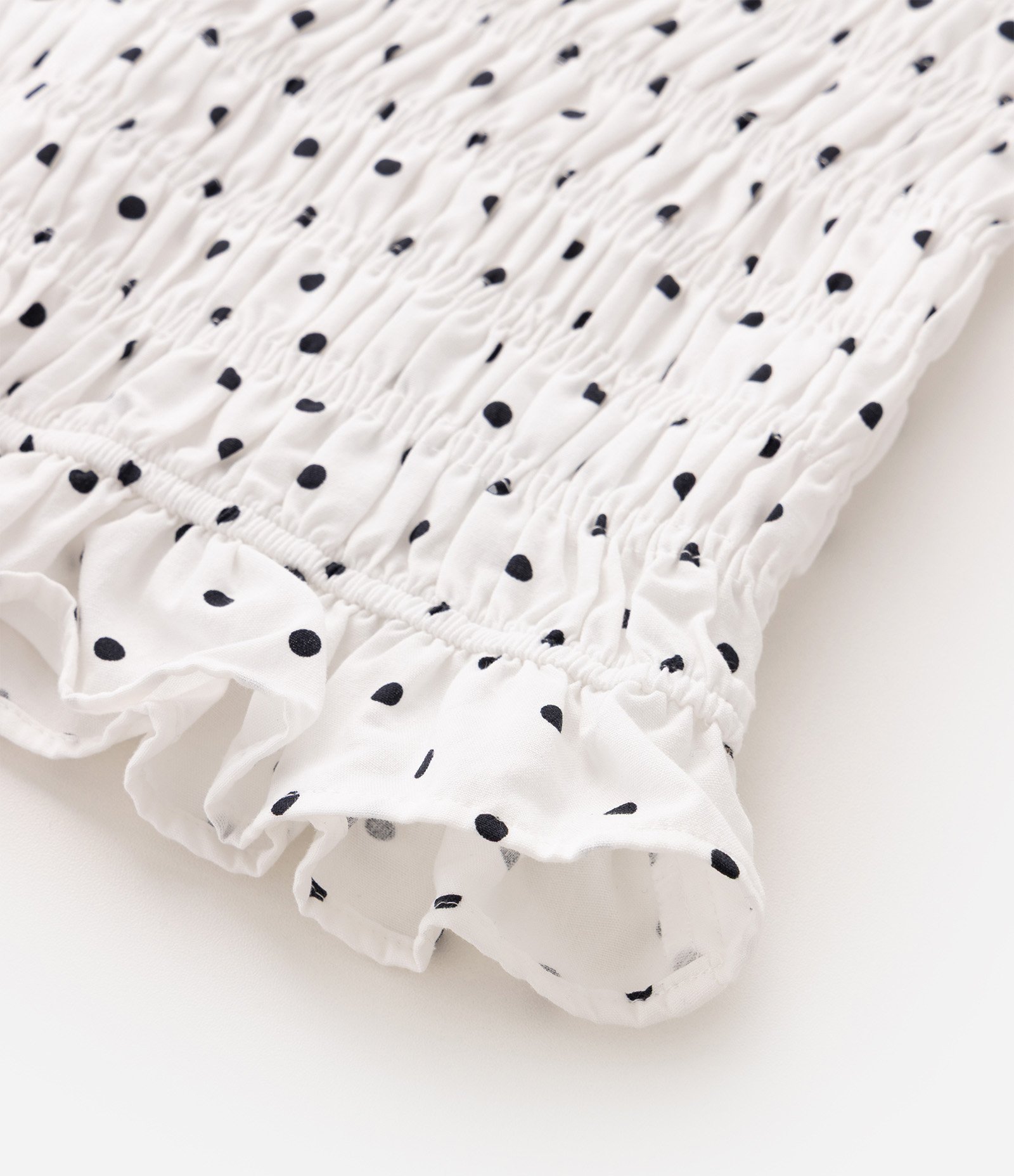 Blusa Infantil em Algodão com Lastex e Estampa Poá - Tam 5 A 16 Anos Branco 5
