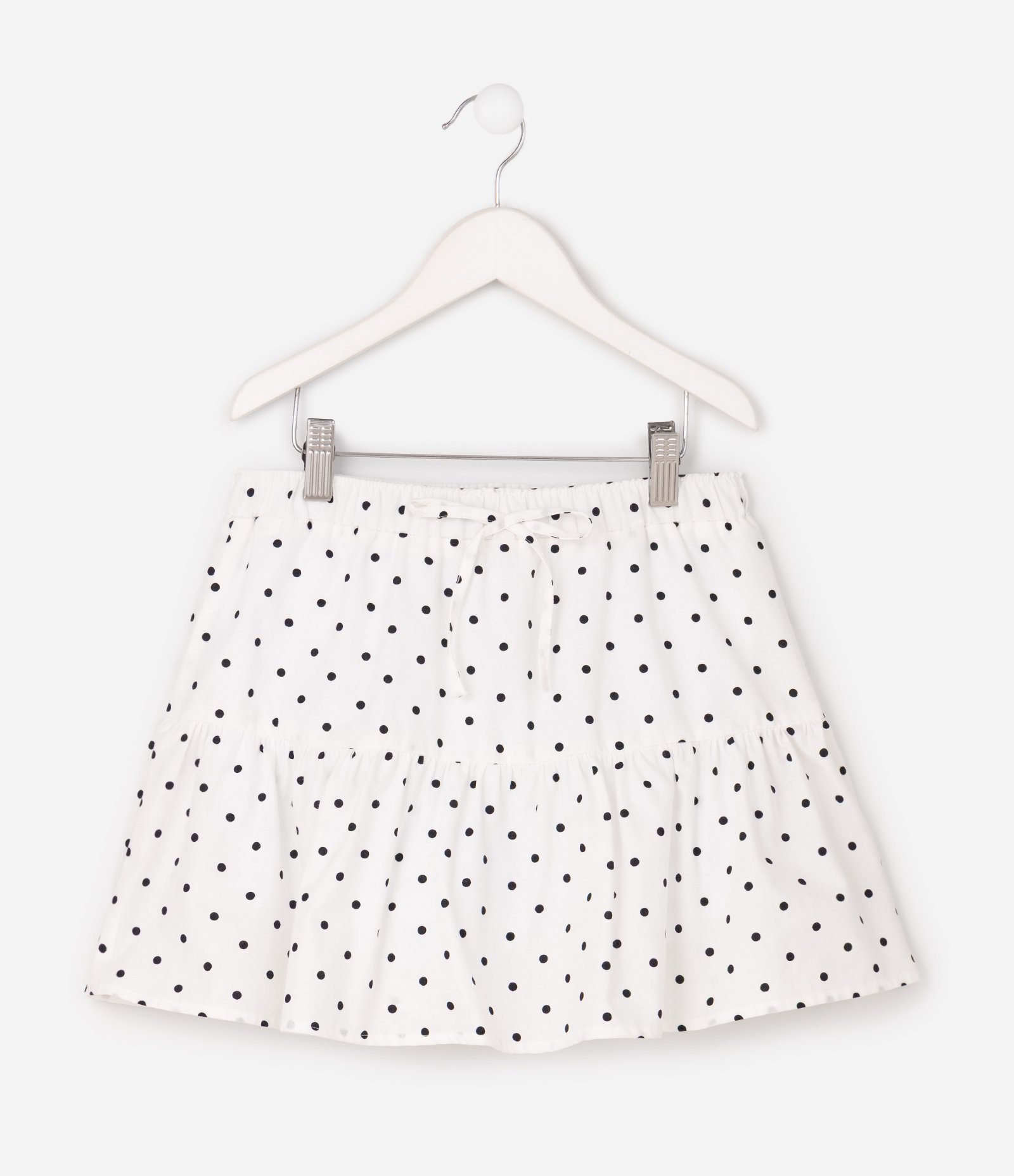 Short Saia Infantil em Algodão com Lastex e Estampa Poá - Tam 5 A 16 Anos Branco 2