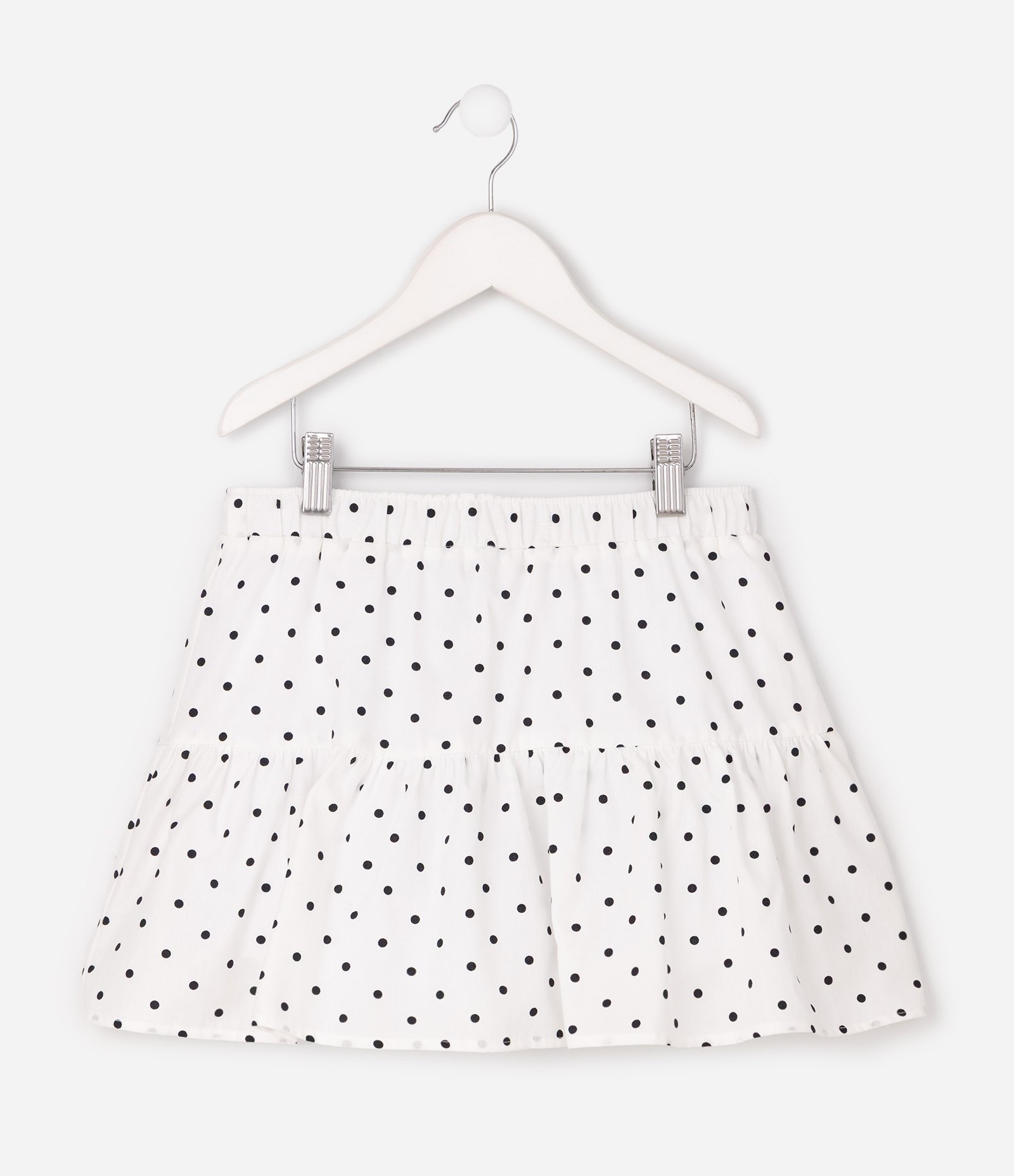 Short Saia Infantil em Algodão com Lastex e Estampa Poá - Tam 5 A 16 Anos Branco 3