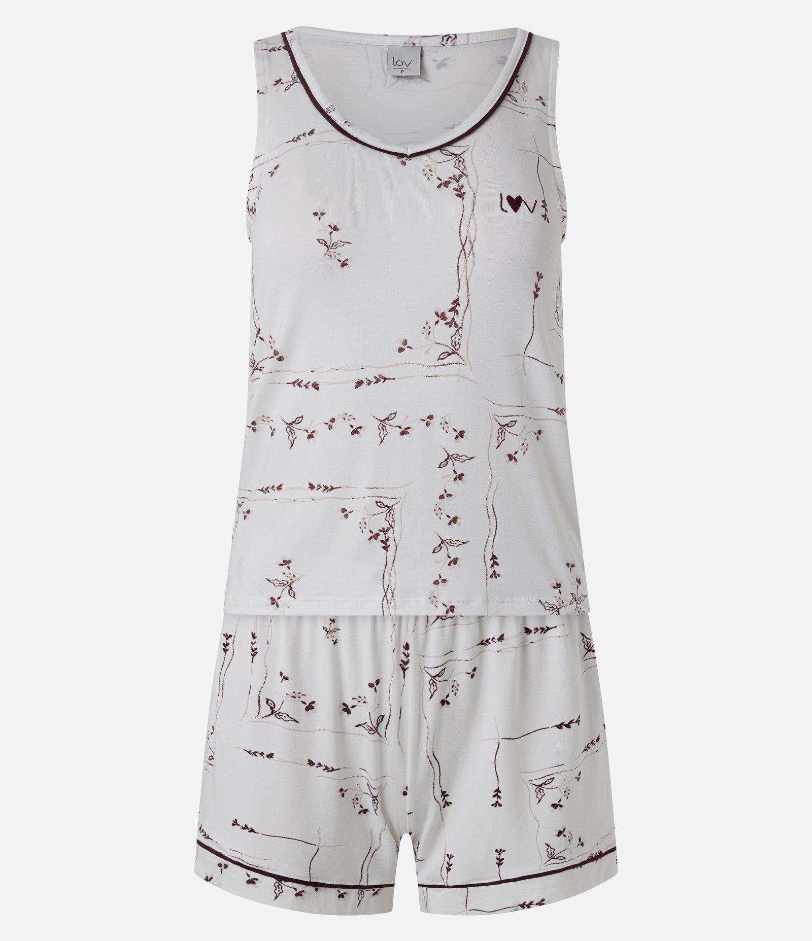 Pijama Curto em Viscolycra com Estampa Floral Branco 5
